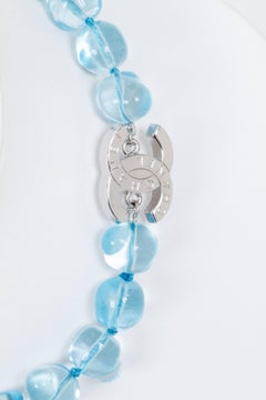 Chanel Celeste Blue Gripoix Choker Necklace with CC Logo Clasp