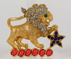 Iconic 1960's Kenneth Jay Lane Gold Coral Lion Pin