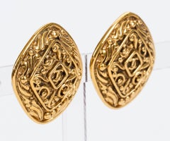 1980's Chanel Diamond Shape Logo CC Earrings