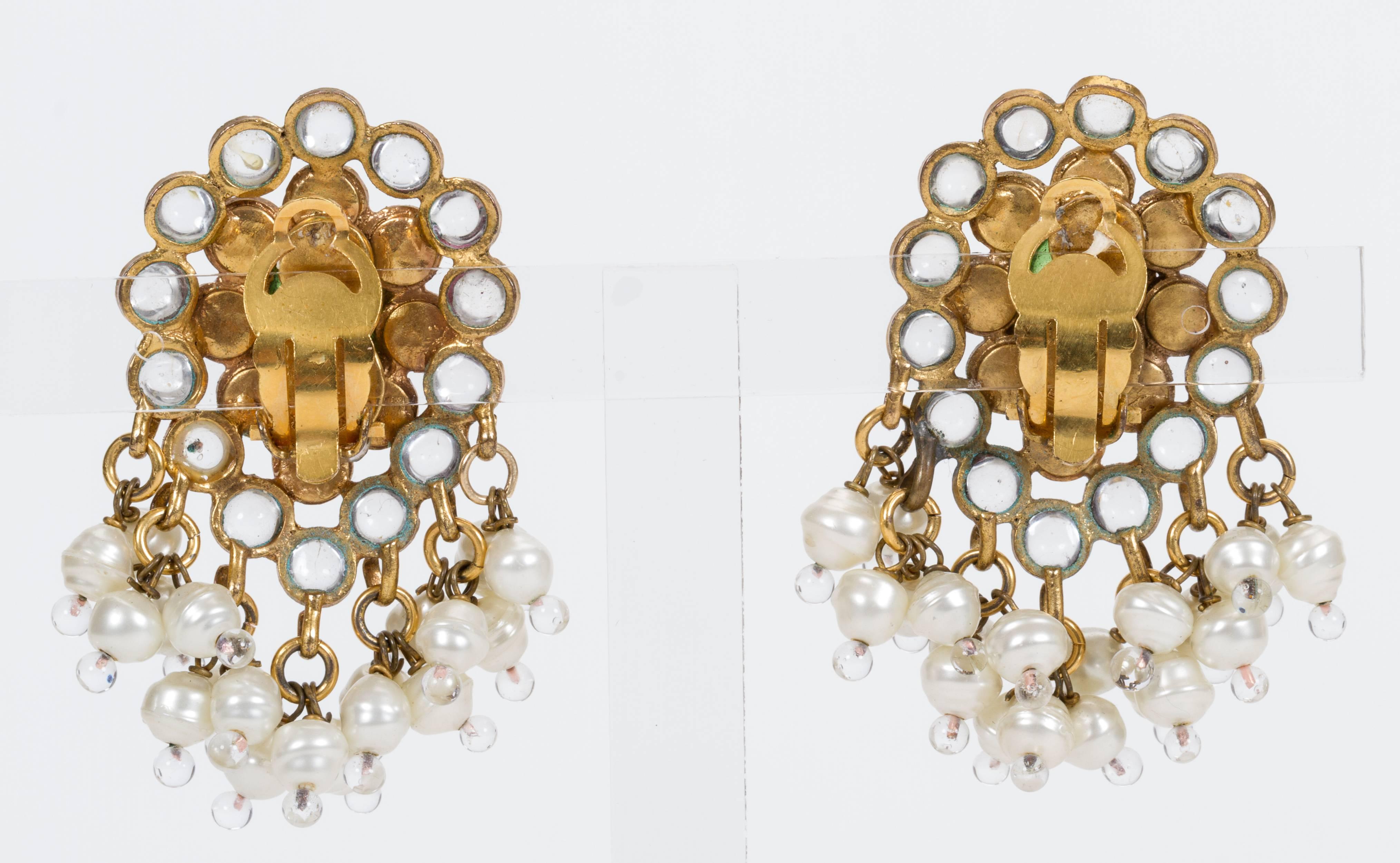 1970's Rare Chanel Indian Pearl Dangle Earrings In Excellent Condition In West Hollywood, CA