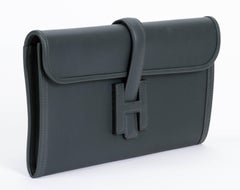 New Hermes Jige Elan Vert Fonce Swift Clutch