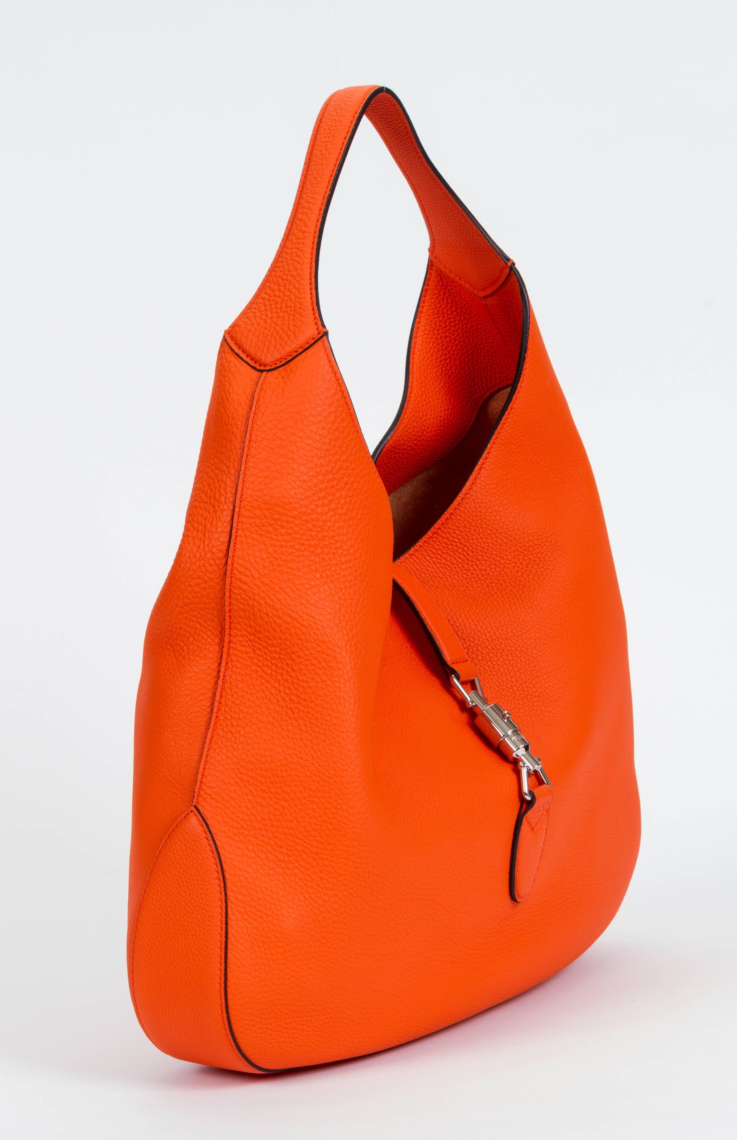 Red New Gucci Jackie Vibrant Orange Hobo Bag