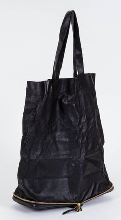 Chloe Black Leather Foldable Purse Tote Bag