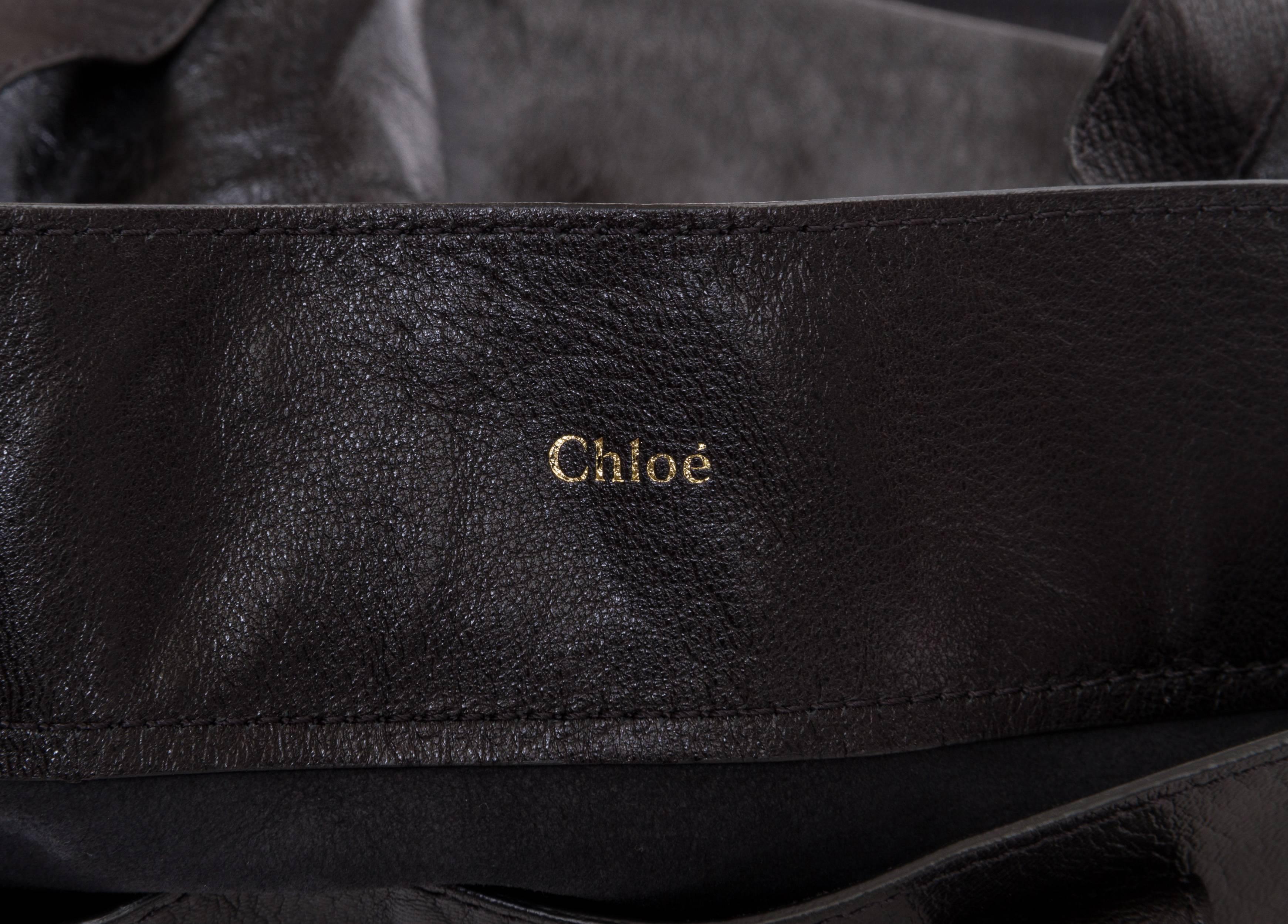 Chloe Black Leather Foldable Purse Tote Bag For Sale 3