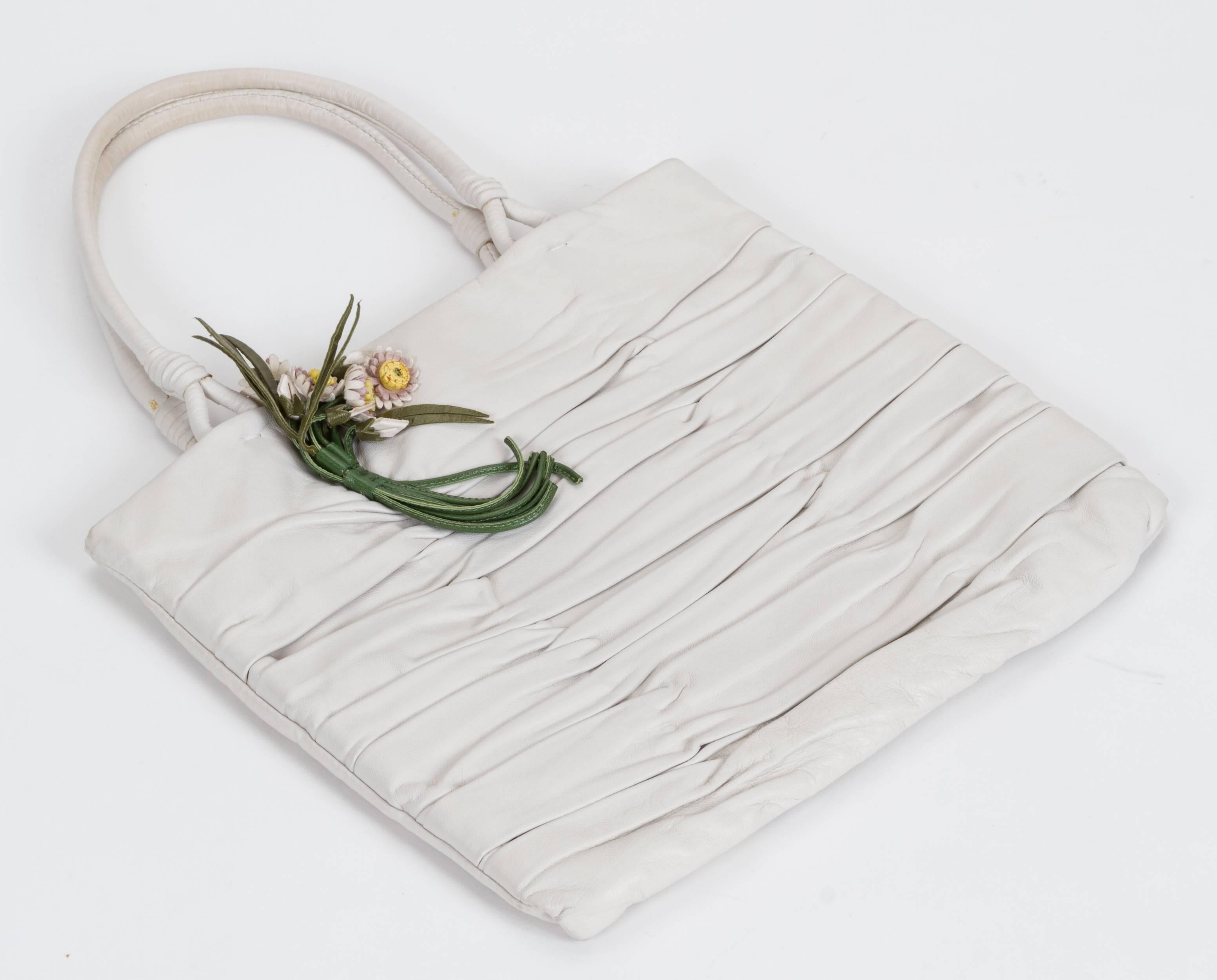 Women's 1990's Prada Vintage White Lambskin Handbag