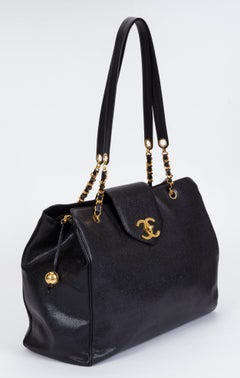 Chanel Vintage Black Caviar Weekender Bag, 1990s