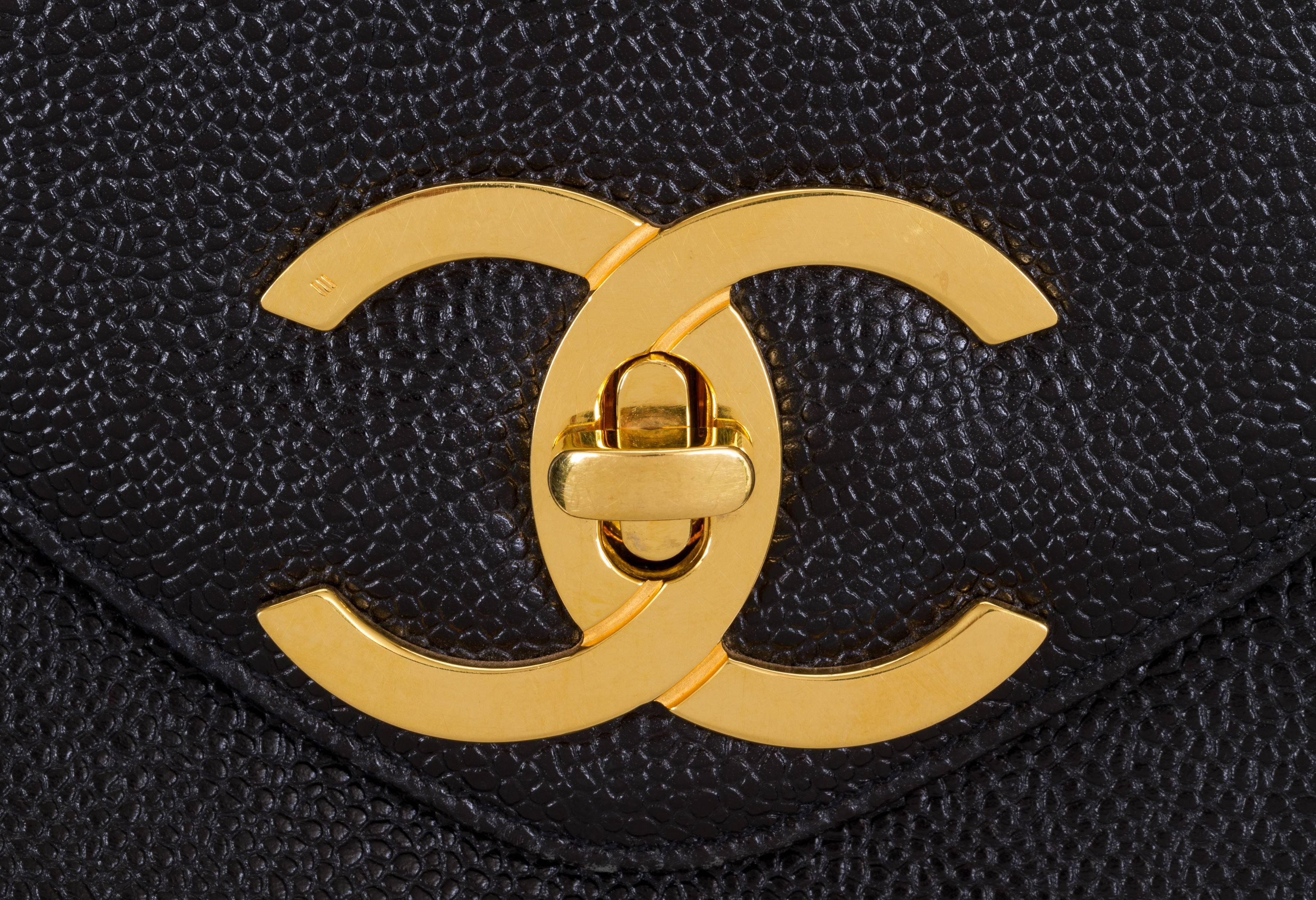 Chanel Vintage Black Caviar Weekender Bag, 1990s 3