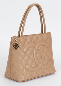 Chanel Camel Caviar Medallion Tote Bag