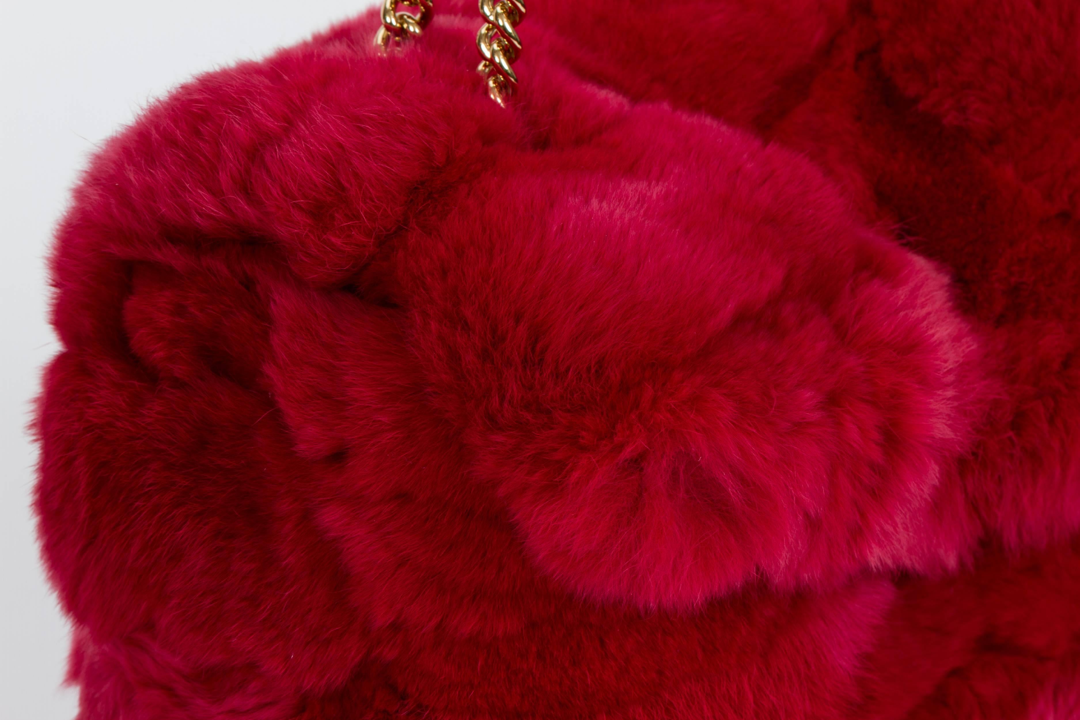 Women's Chanel Chinchilla Vintage Red Flap Bag