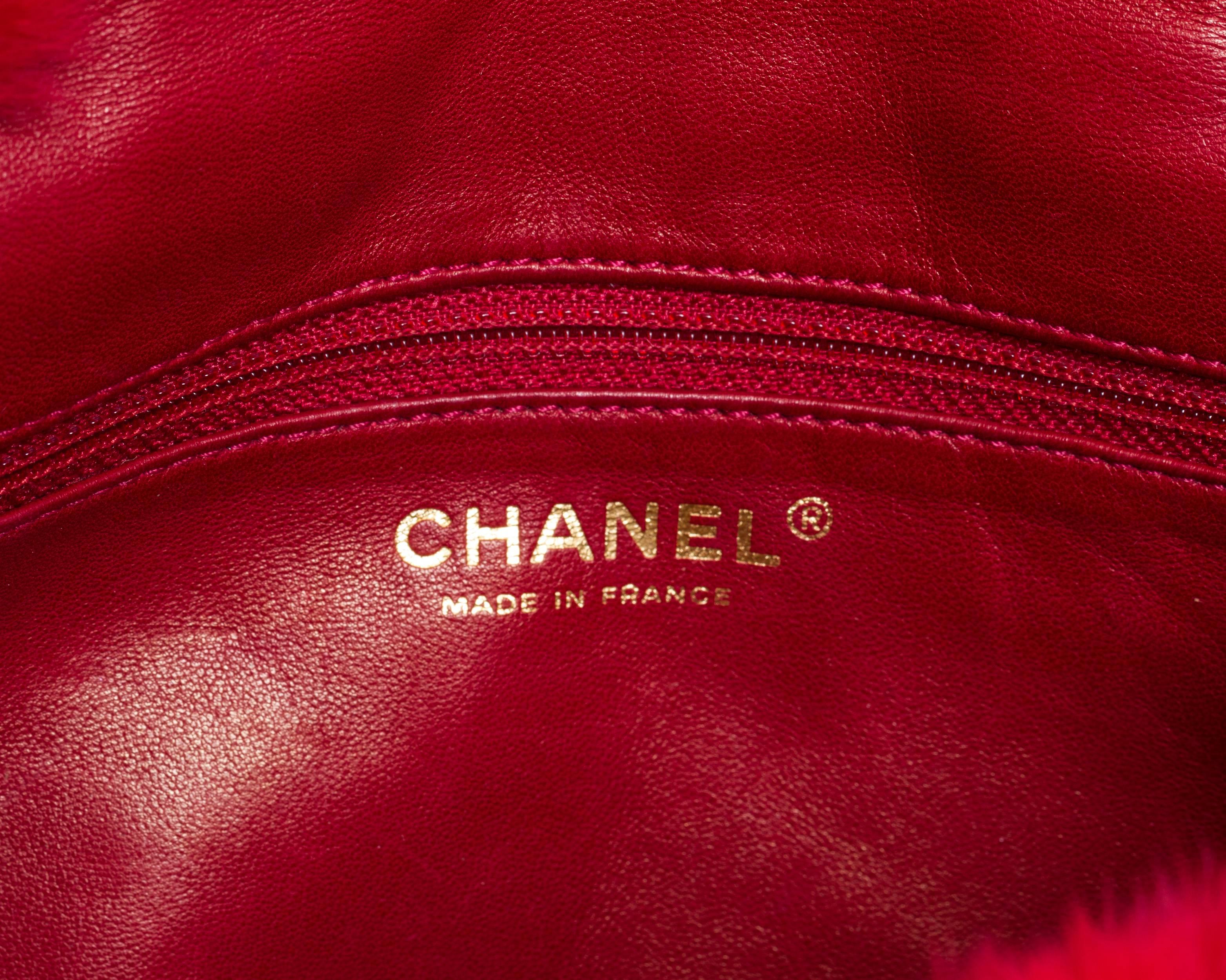 Chanel Chinchilla Vintage Red Flap Bag 3