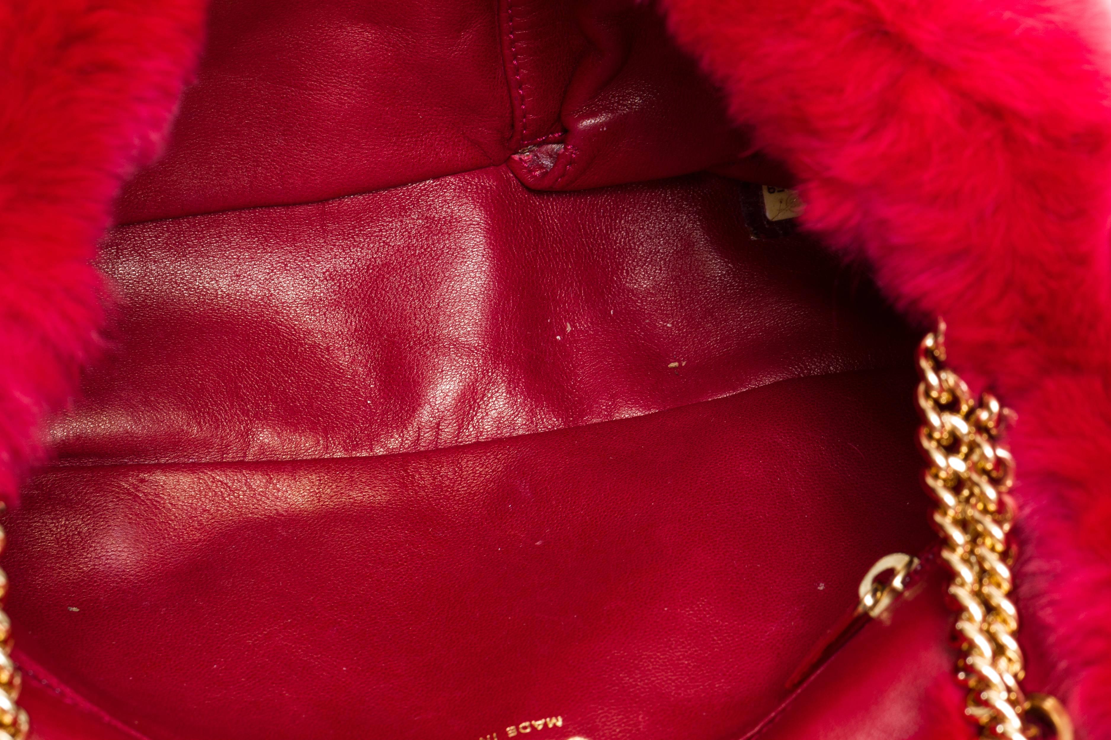 Chanel Chinchilla Vintage Red Flap Bag 4