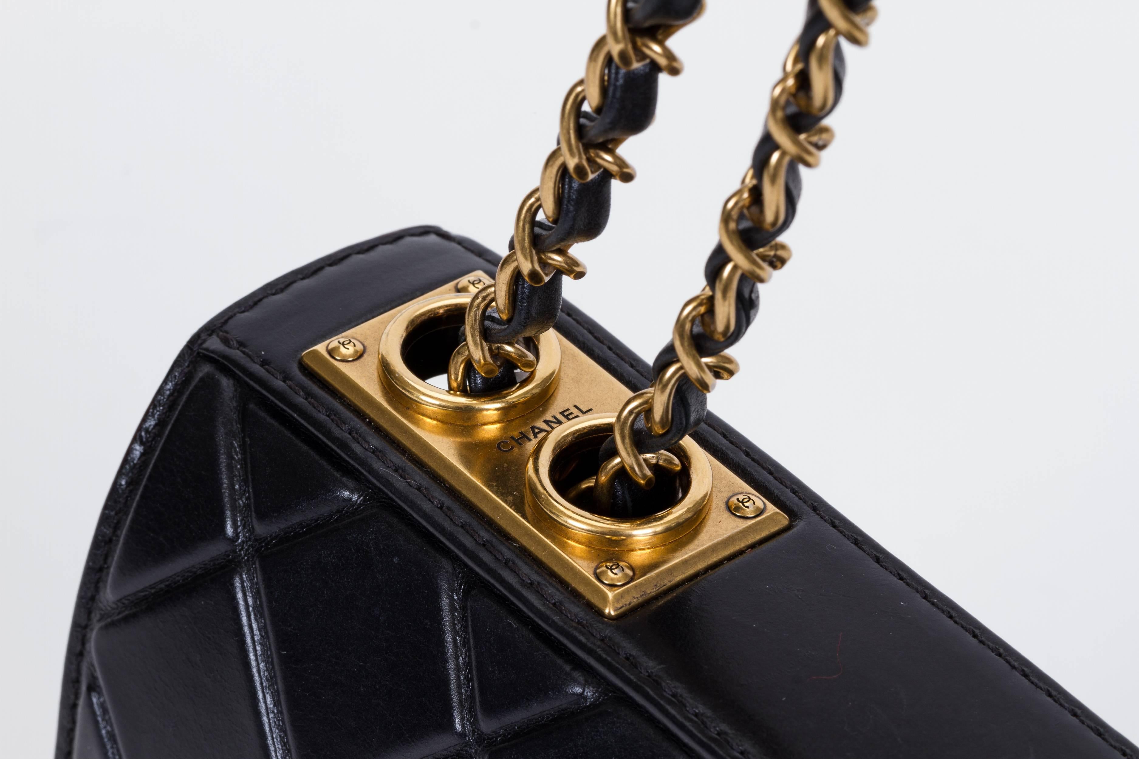Women's Chanel Black Brushed Leather Flap Bag