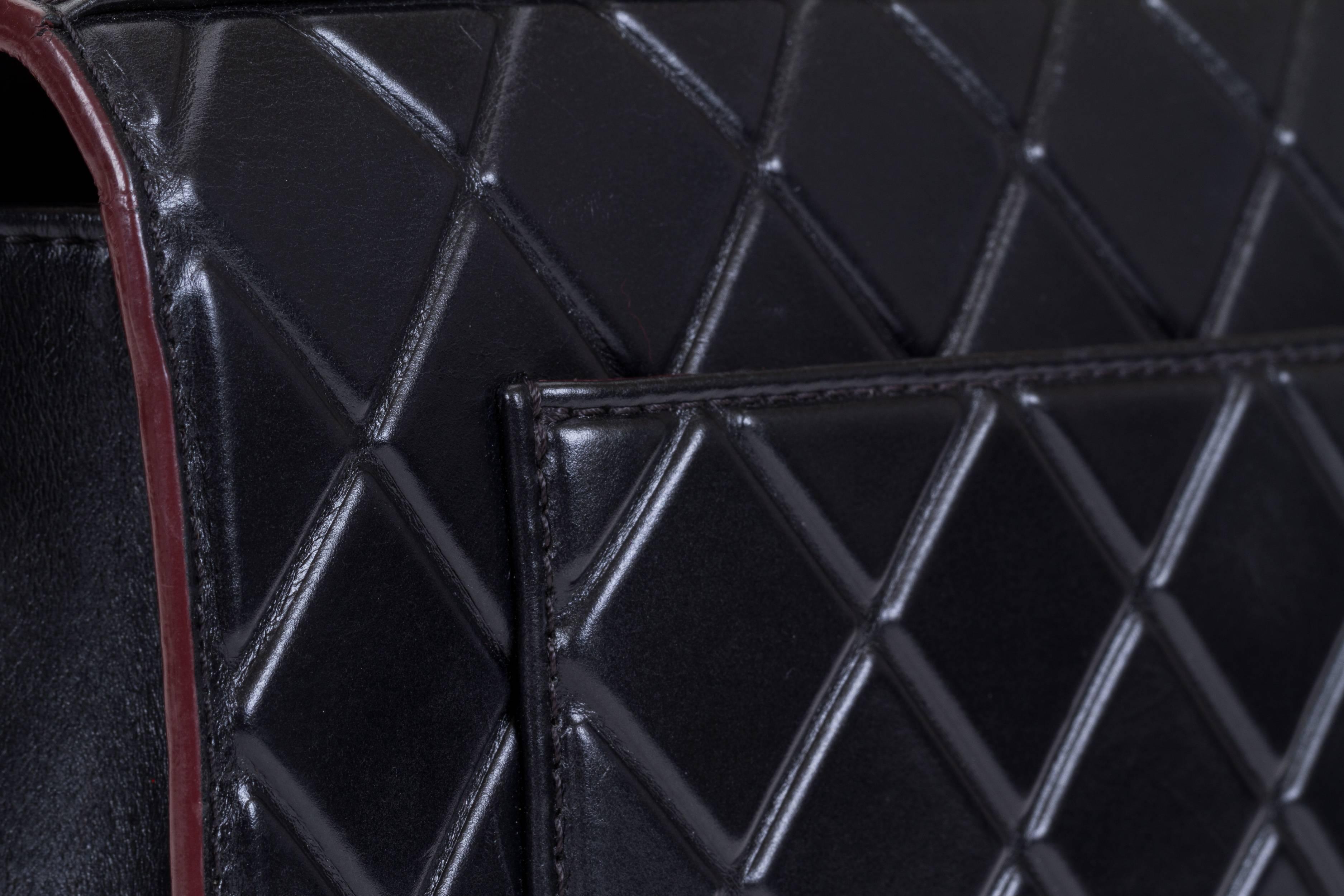 Chanel Black Brushed Leather Flap Bag 2