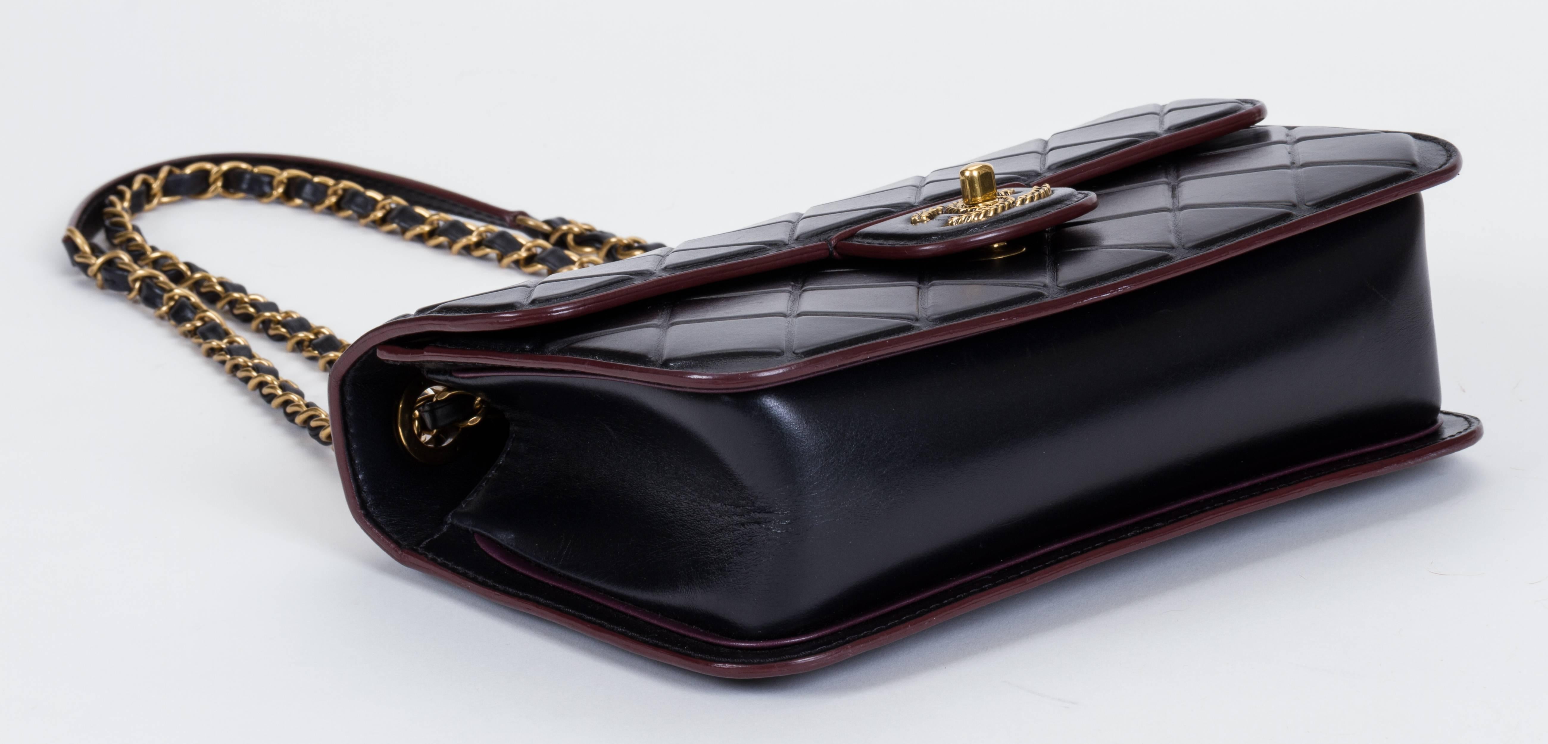 Chanel Black Brushed Leather Flap Bag 4