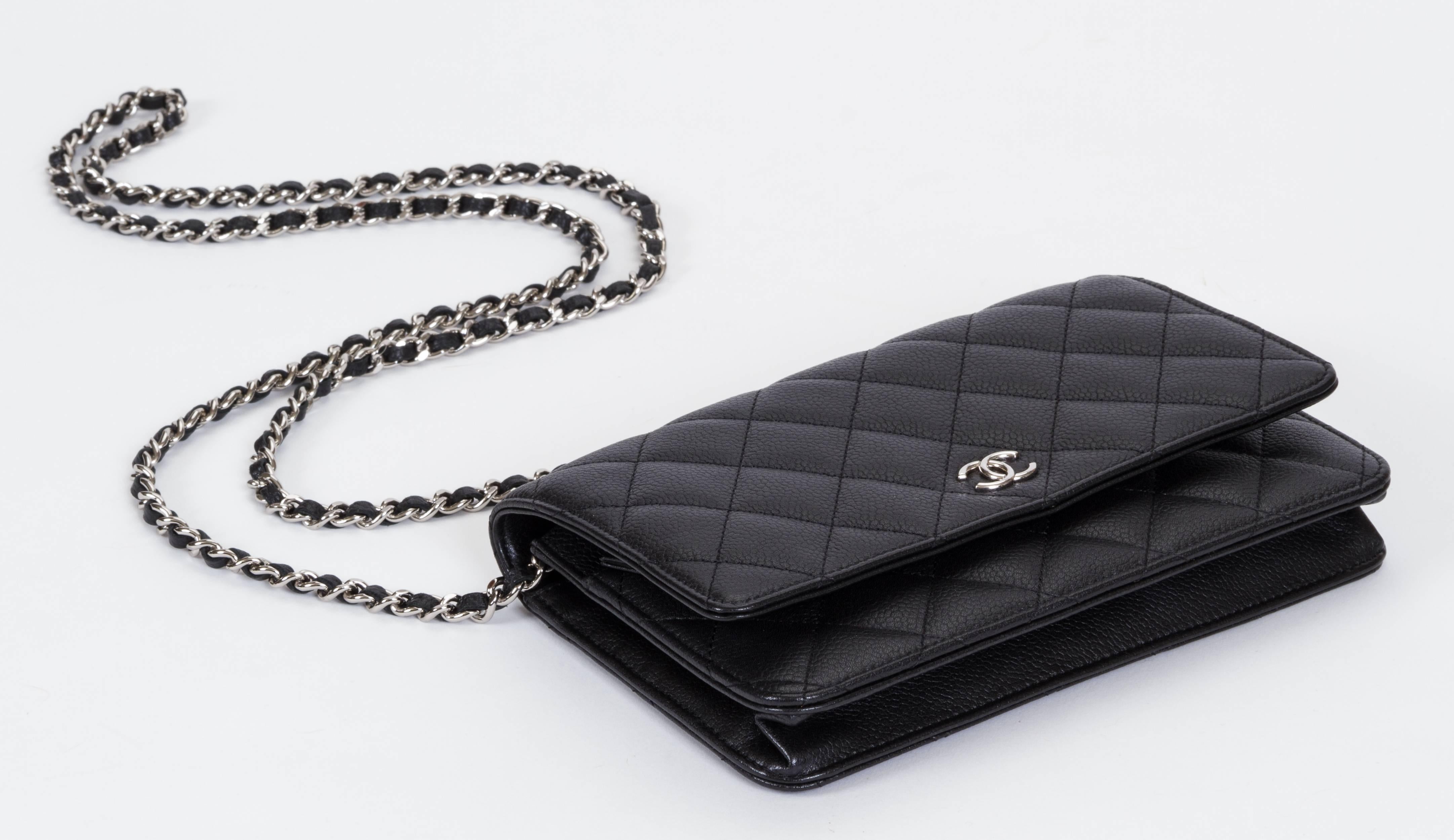Women's Chanel Black Caviar Wallet On A Chain Bag