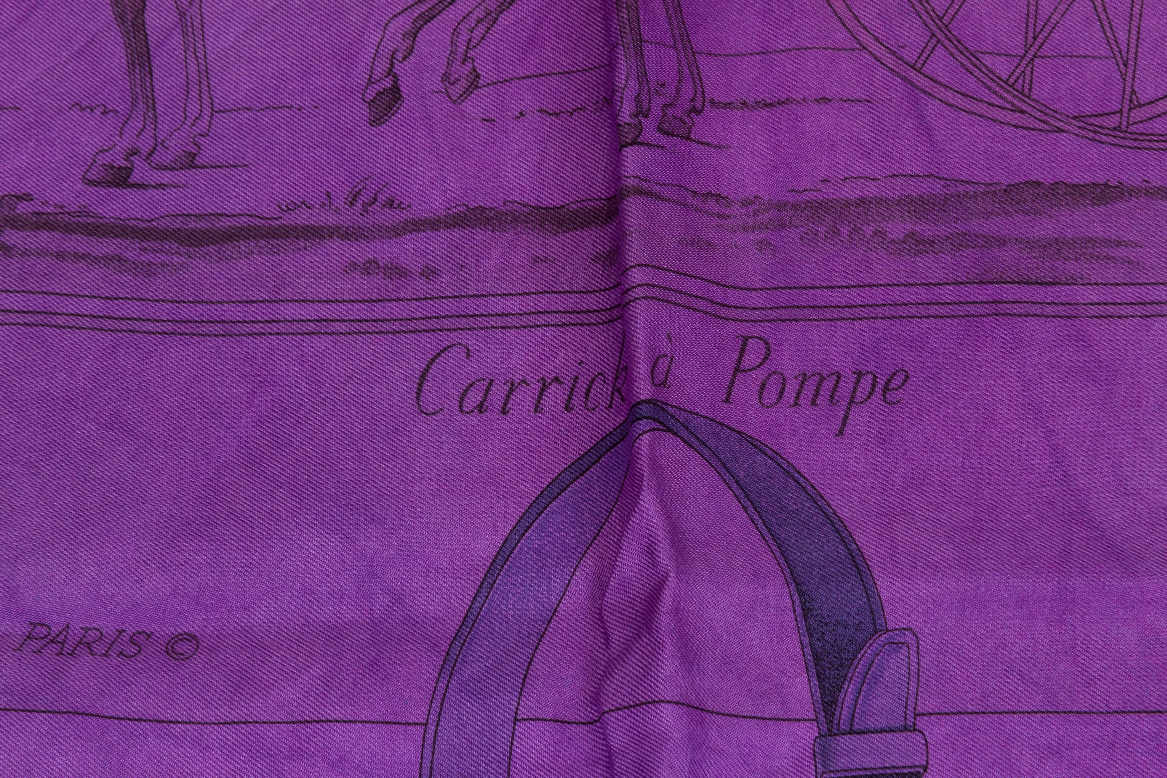 Purple  Hermès 1 of a Kind Dip-Dyed Carrick a Pompe Scarf 