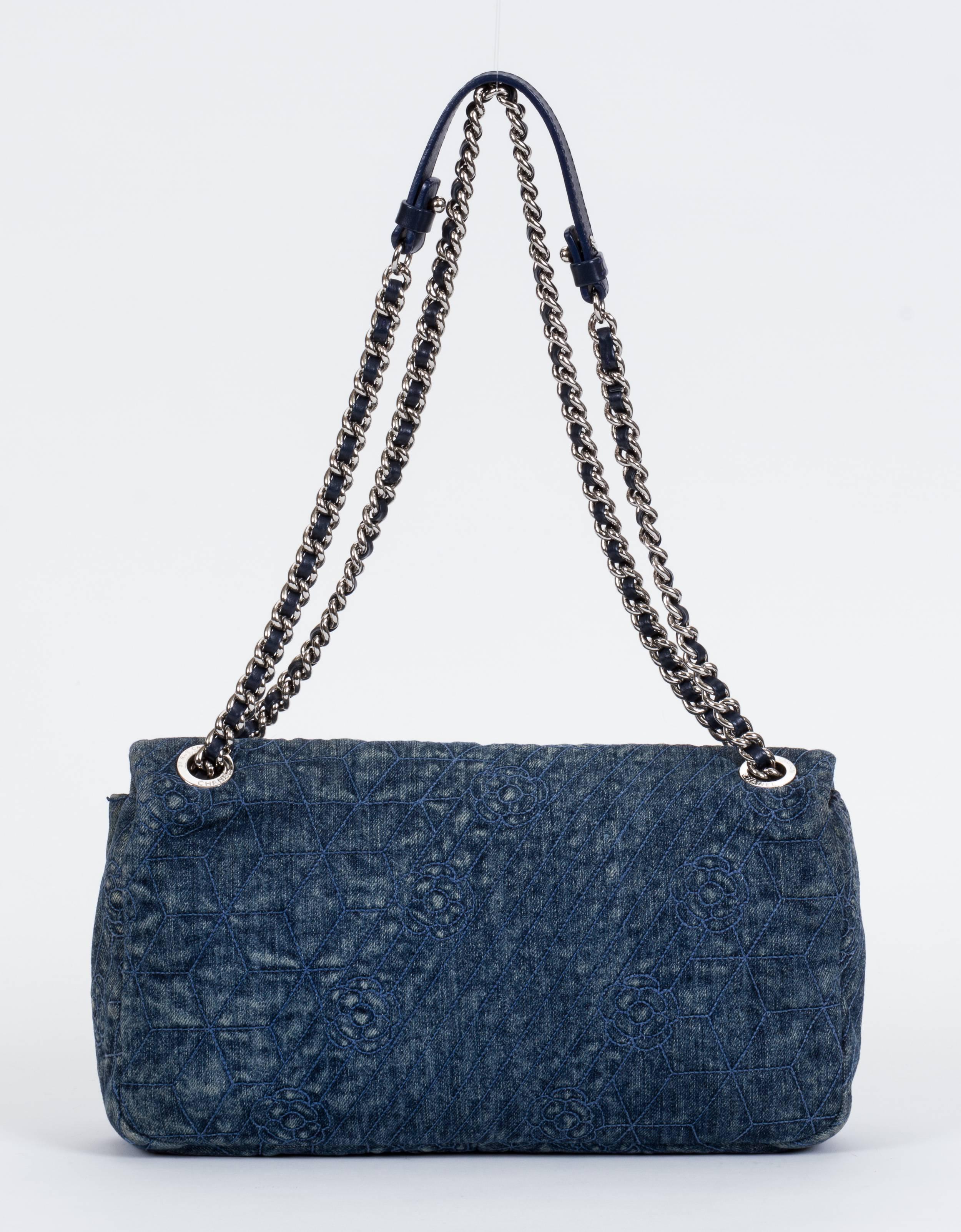 chanel denim jumbo bag