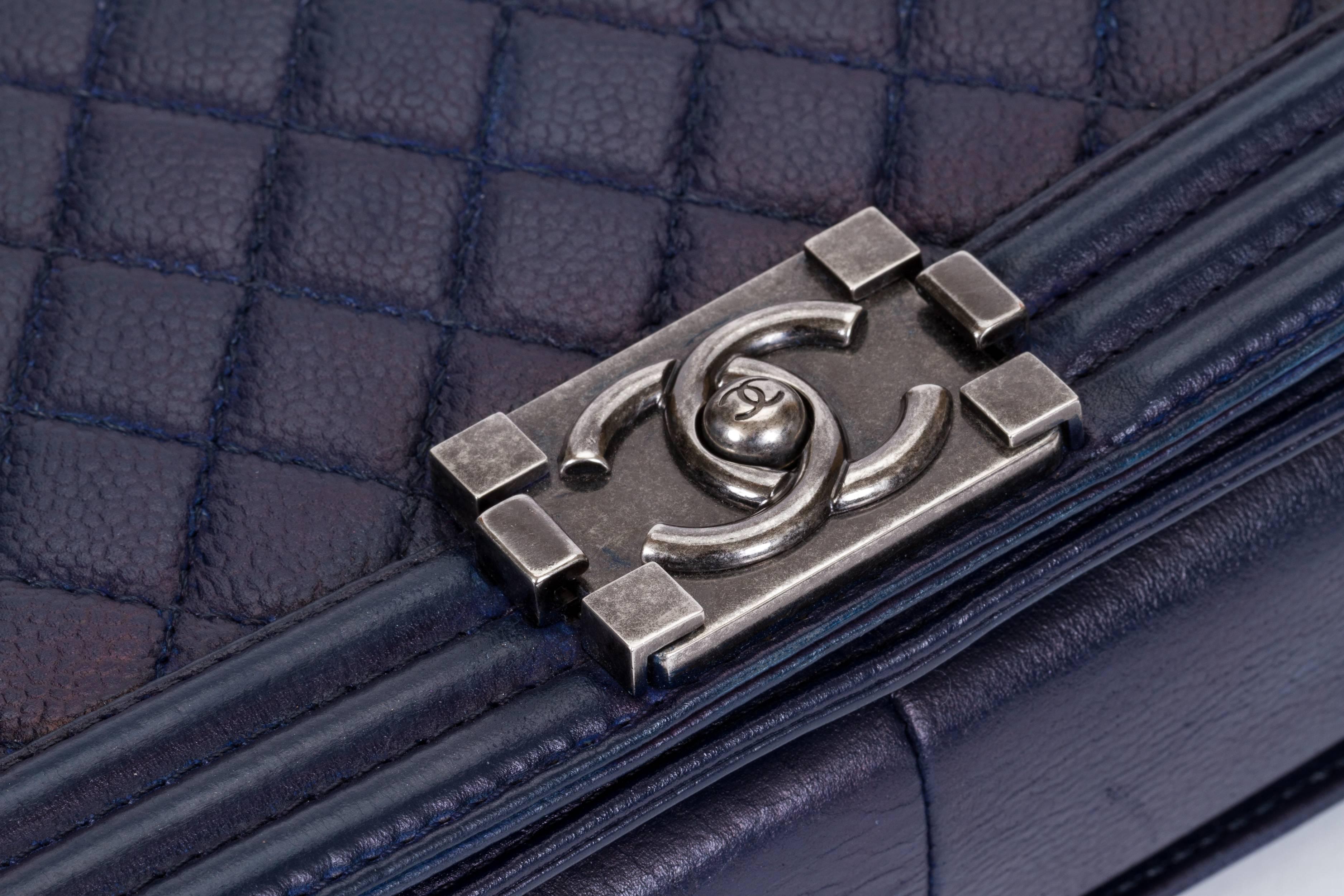 Women's Chanel Medium Caviar Navy Boy Bag