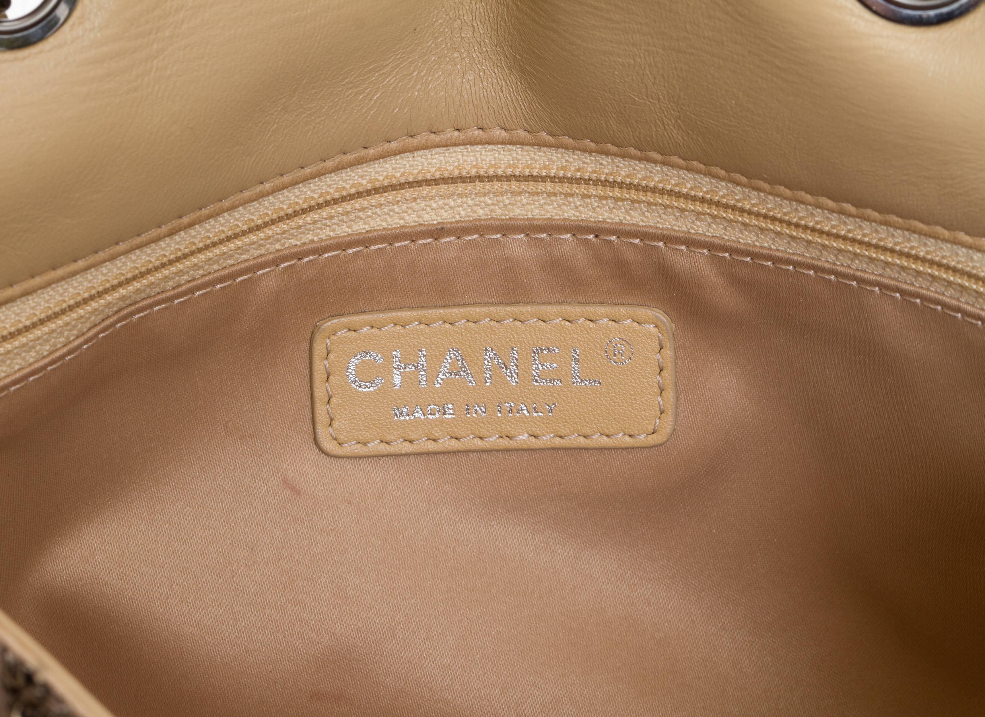 Women's Chanel Beige & Gold Sequins Flap Bag