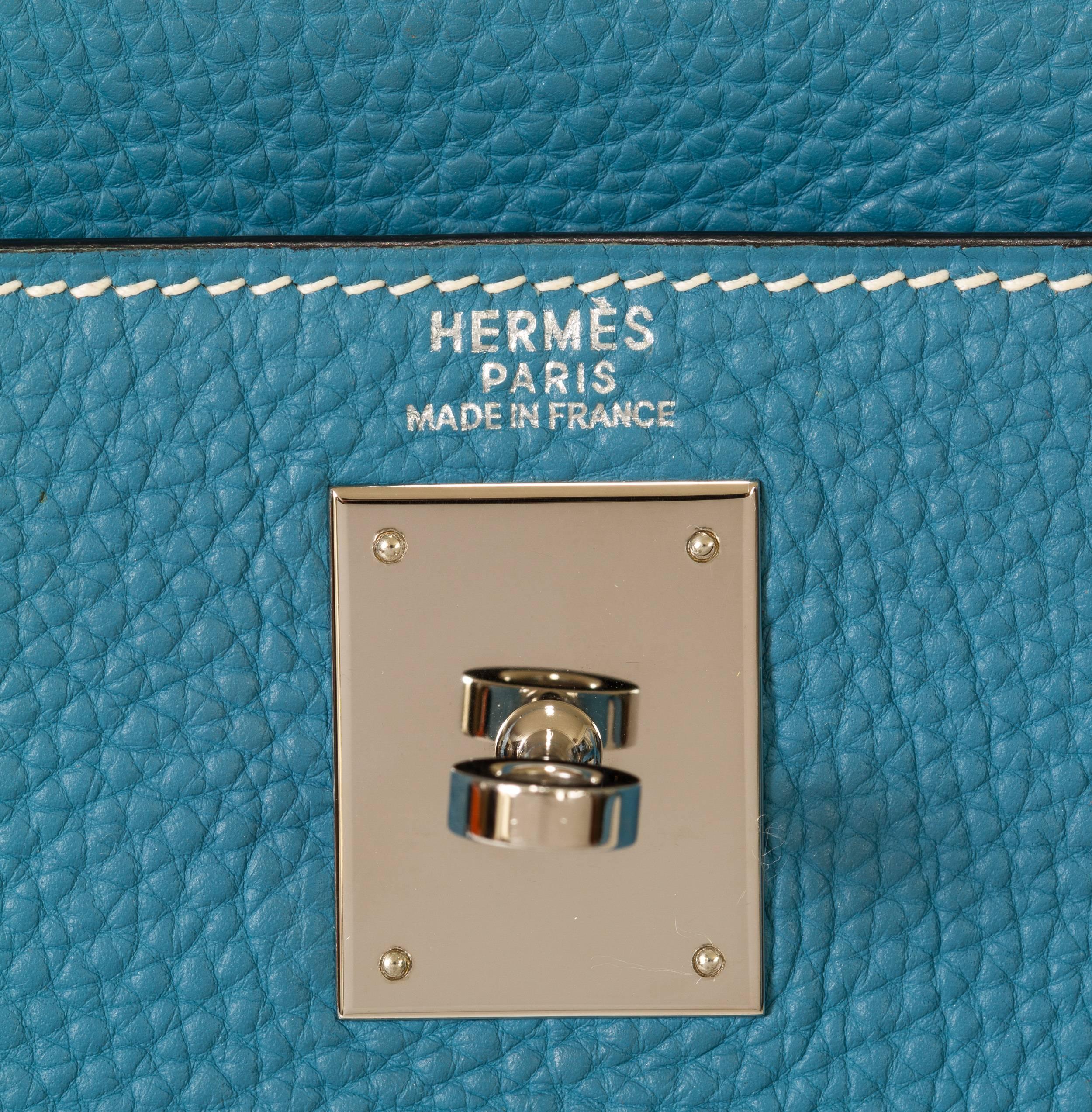 Hermès 32cm Blue Jean Kelly Bag 2