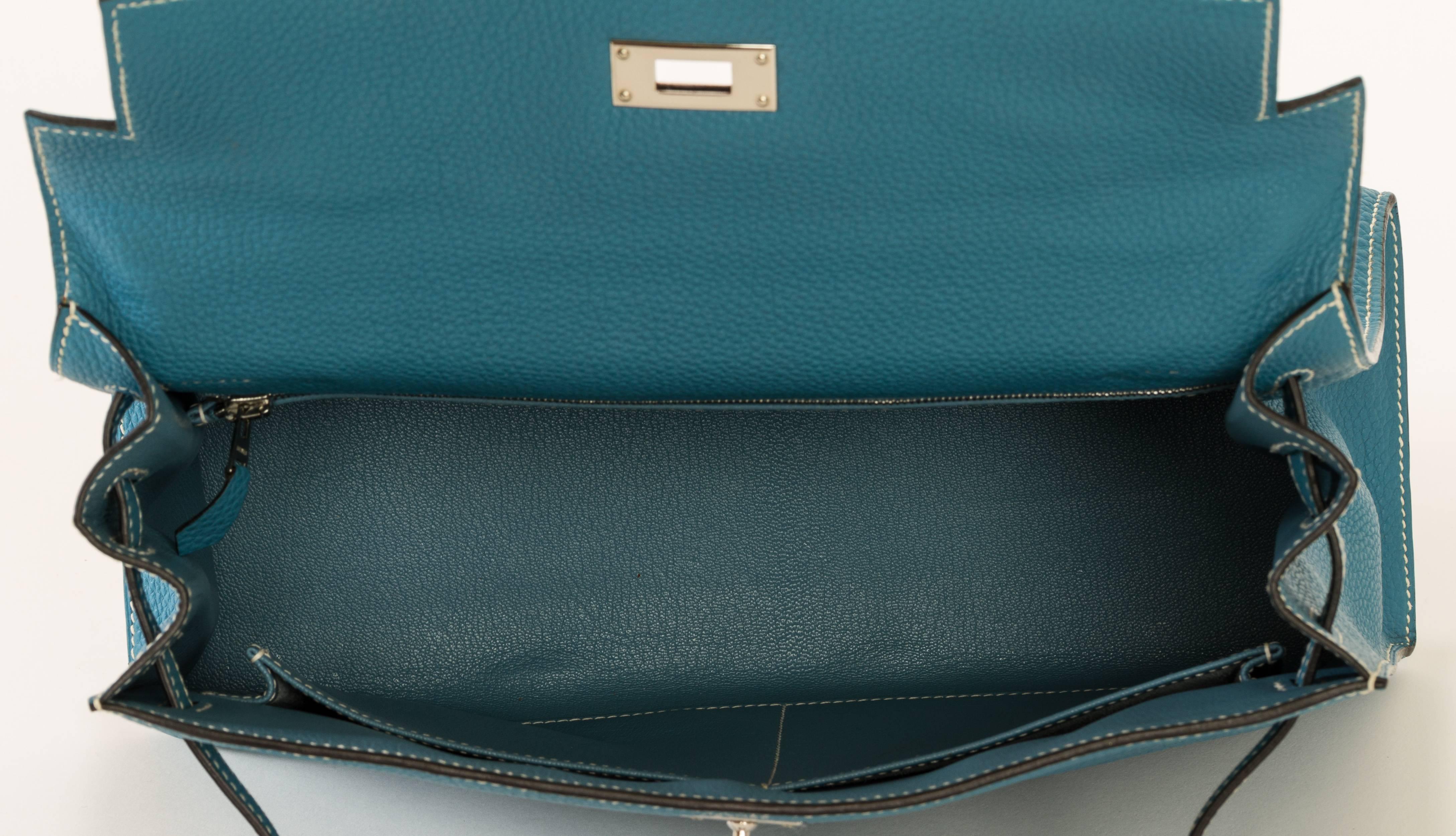 Hermès 32cm Blue Jean Kelly Bag 3