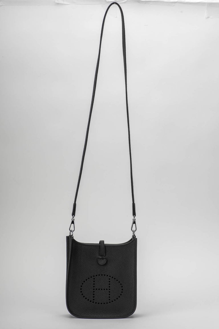 New in Box Hermes Black Mini Evelyne Crossbody Bag at 1stdibs