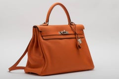 Hermès Orange Clemence 35cm Kelly