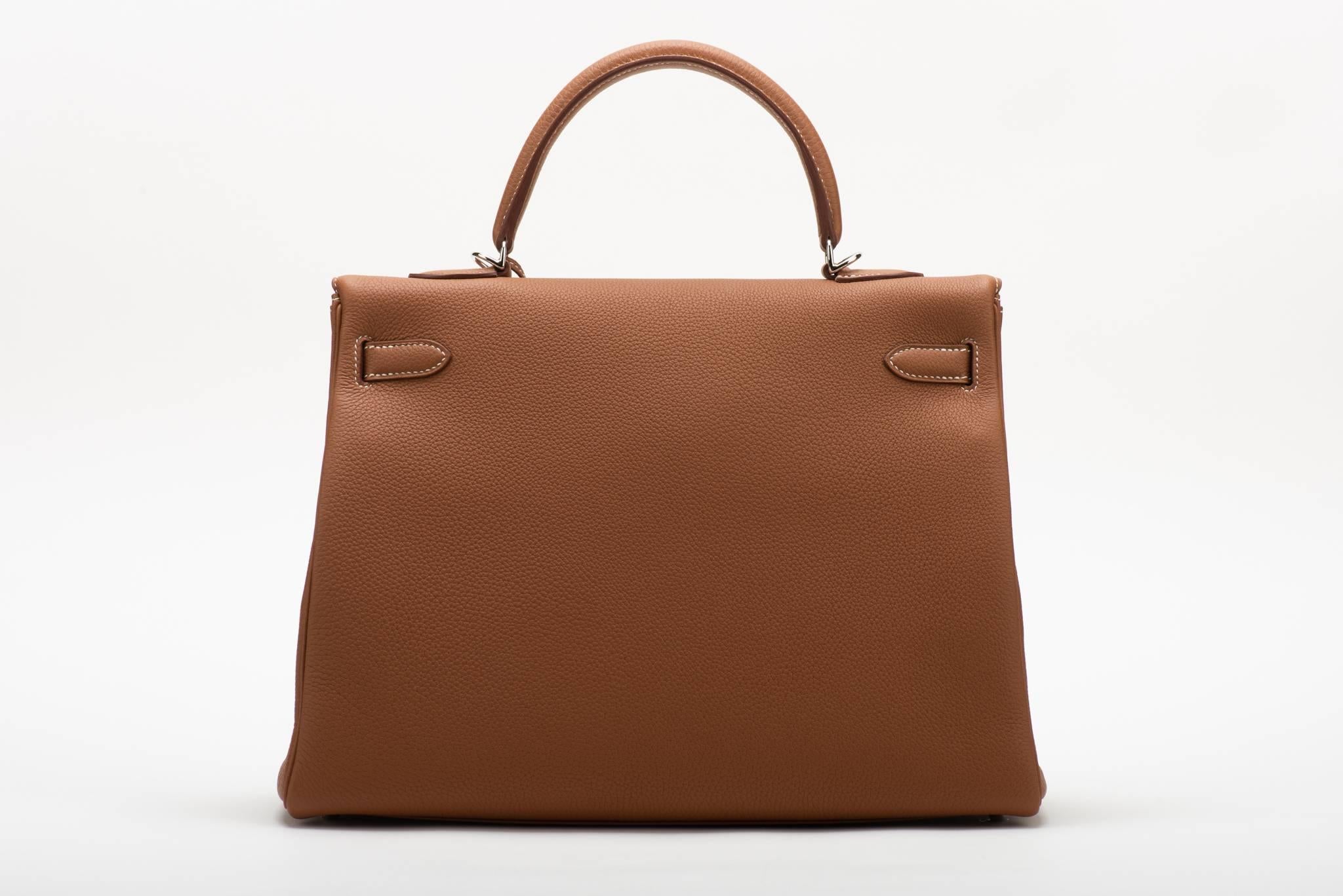 Brown New Hermès Gold Togo 35cm Kelly