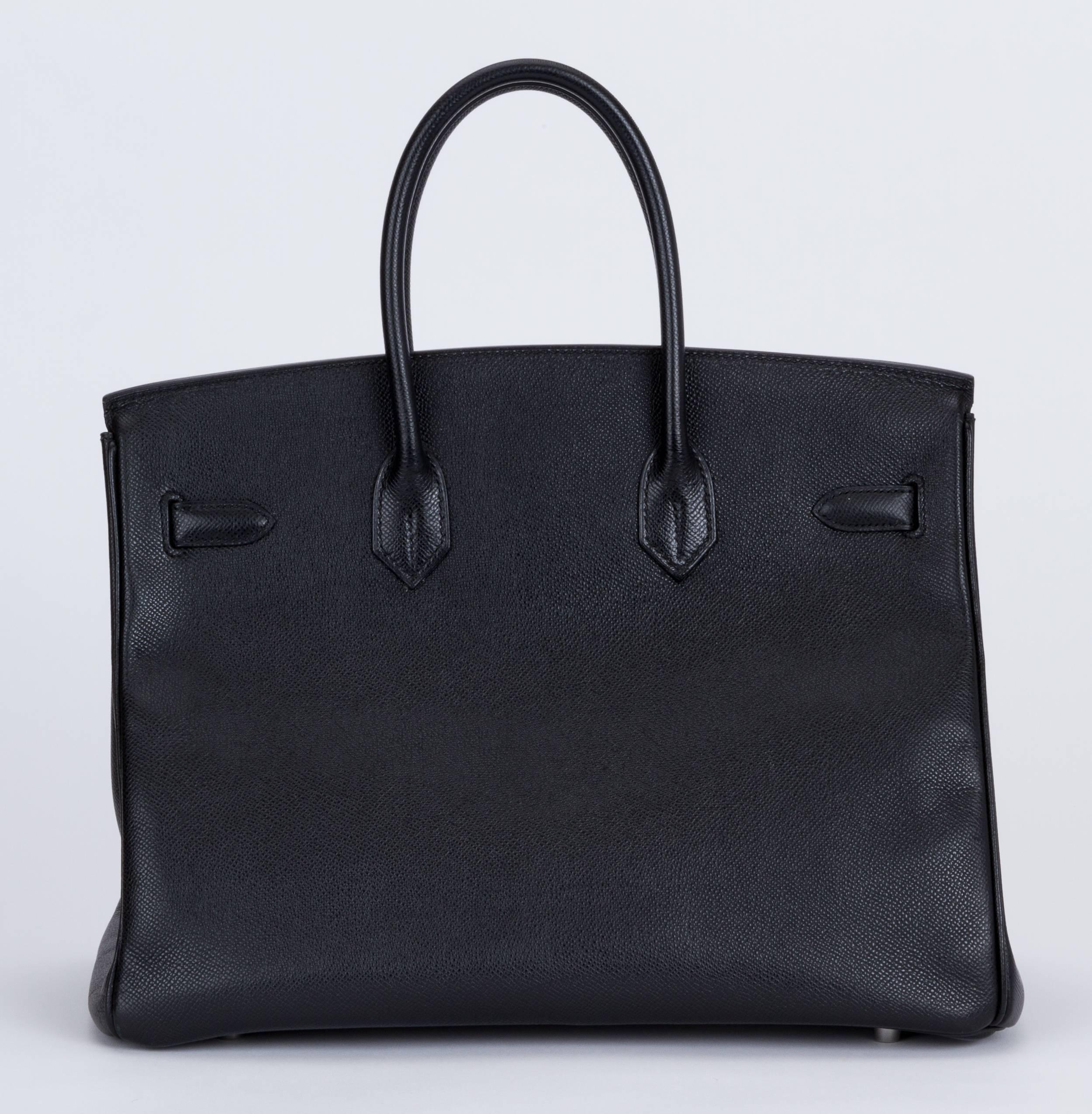 Hermes Birkin 35 Black Epsom Palladium Bag In Excellent Condition In West Hollywood, CA