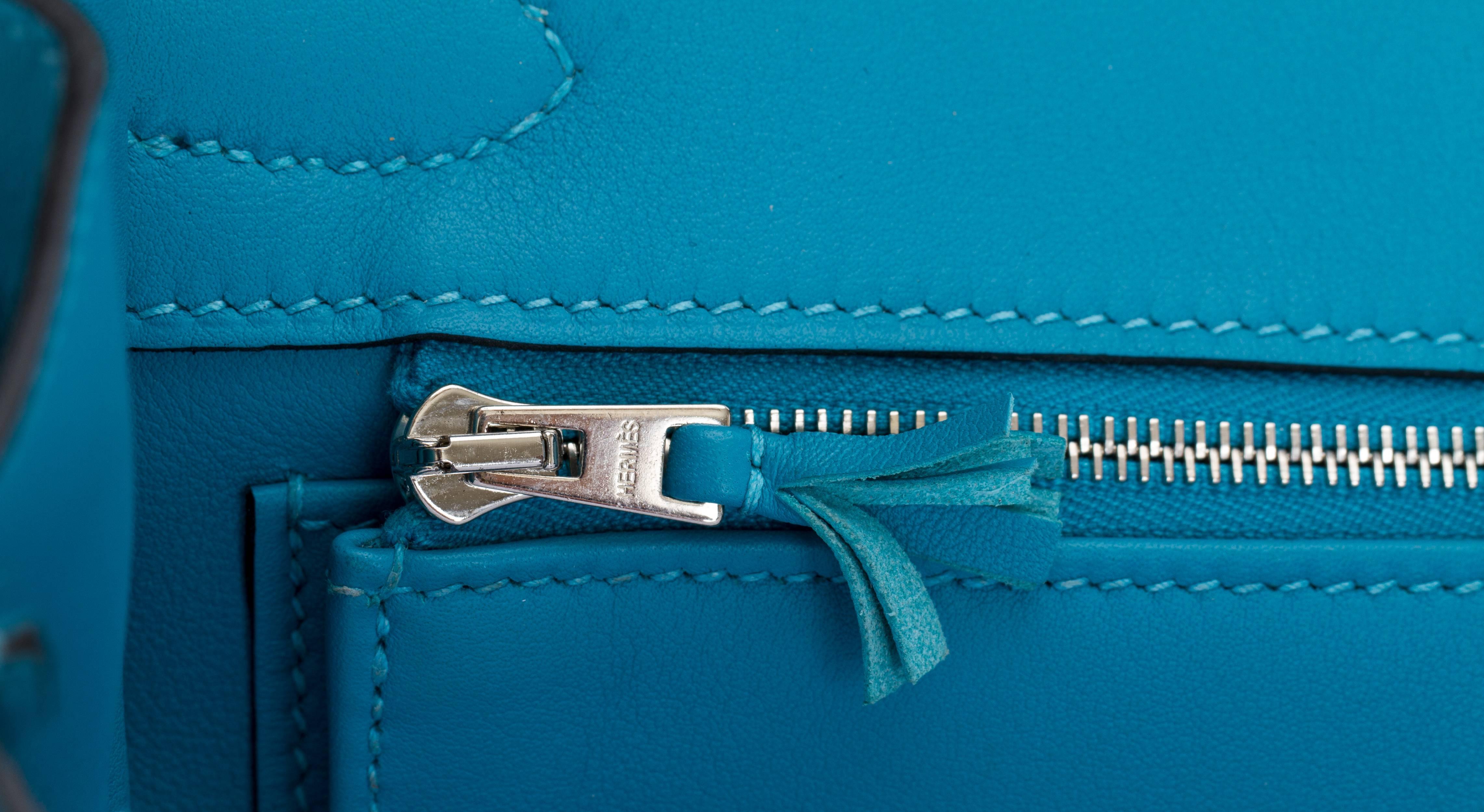 Hermes 30 Ghillies Turquoise Birkin Bag For Sale 4