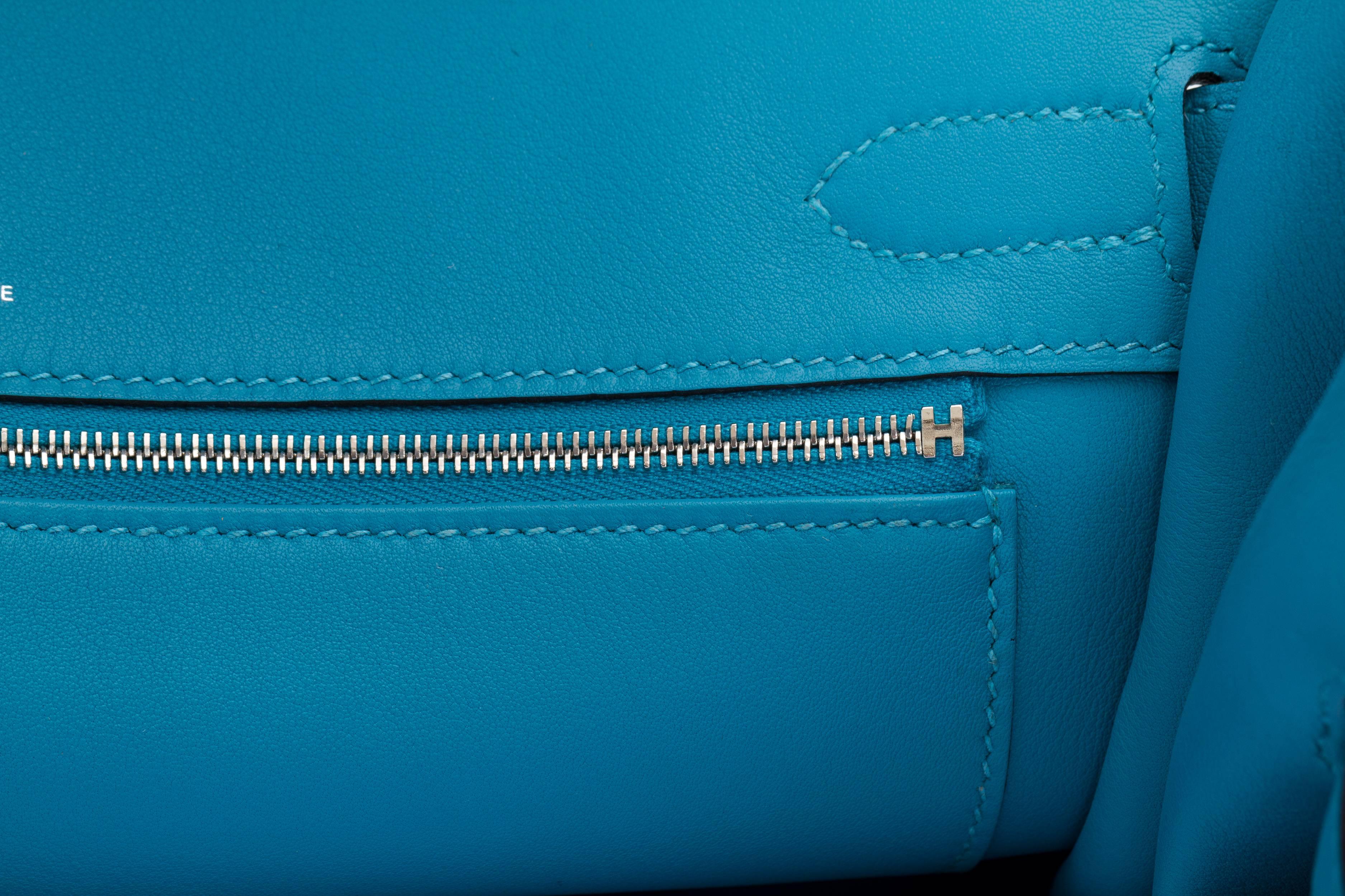 Hermes 30 Ghillies Turquoise Birkin Bag For Sale 5