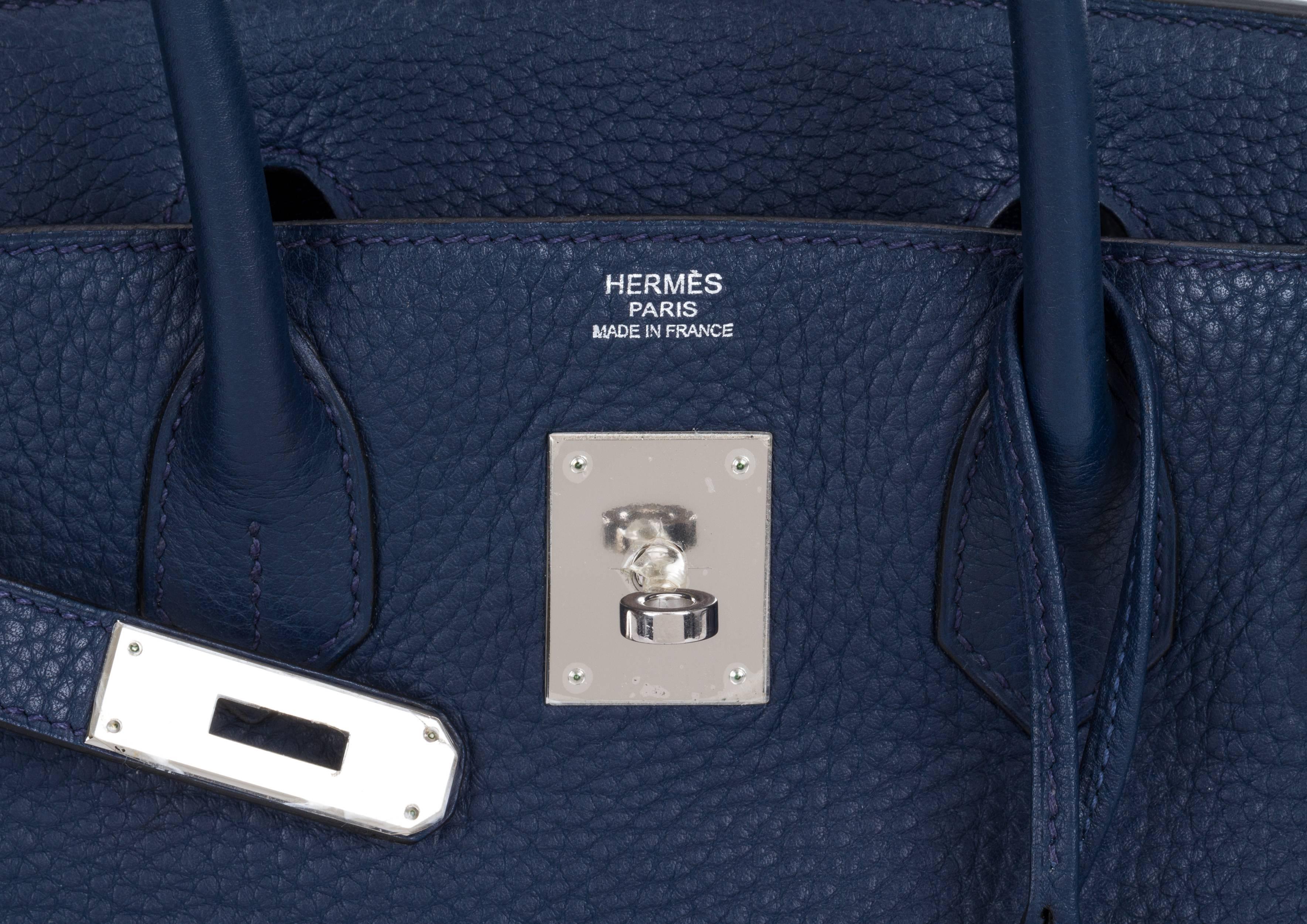 Women's Hermes Birkin 30 Blue Abyss Clemence Bag