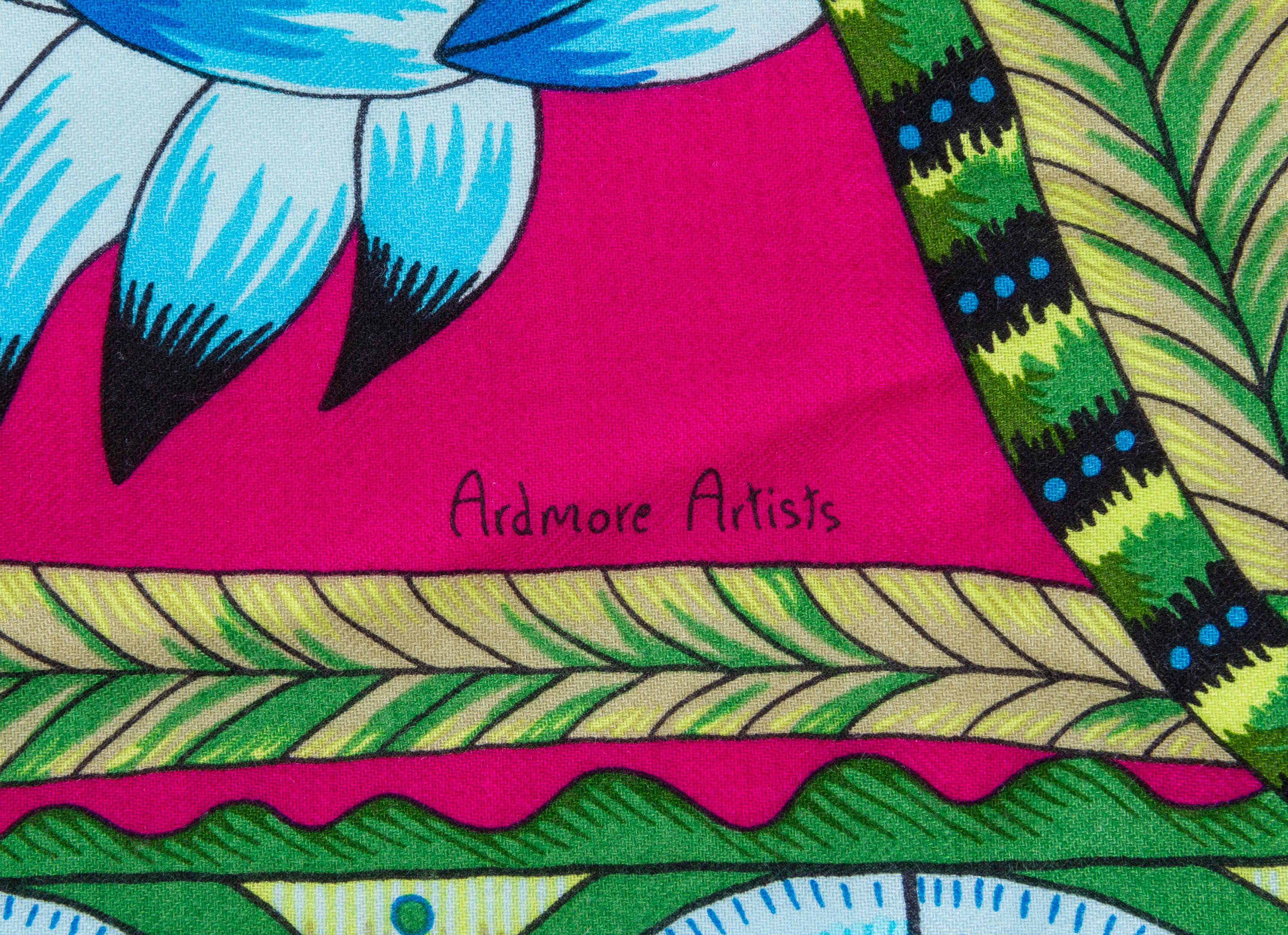 Hermes new in box Ardmore Artists designer Savana dance cashmere silk shawl. 54