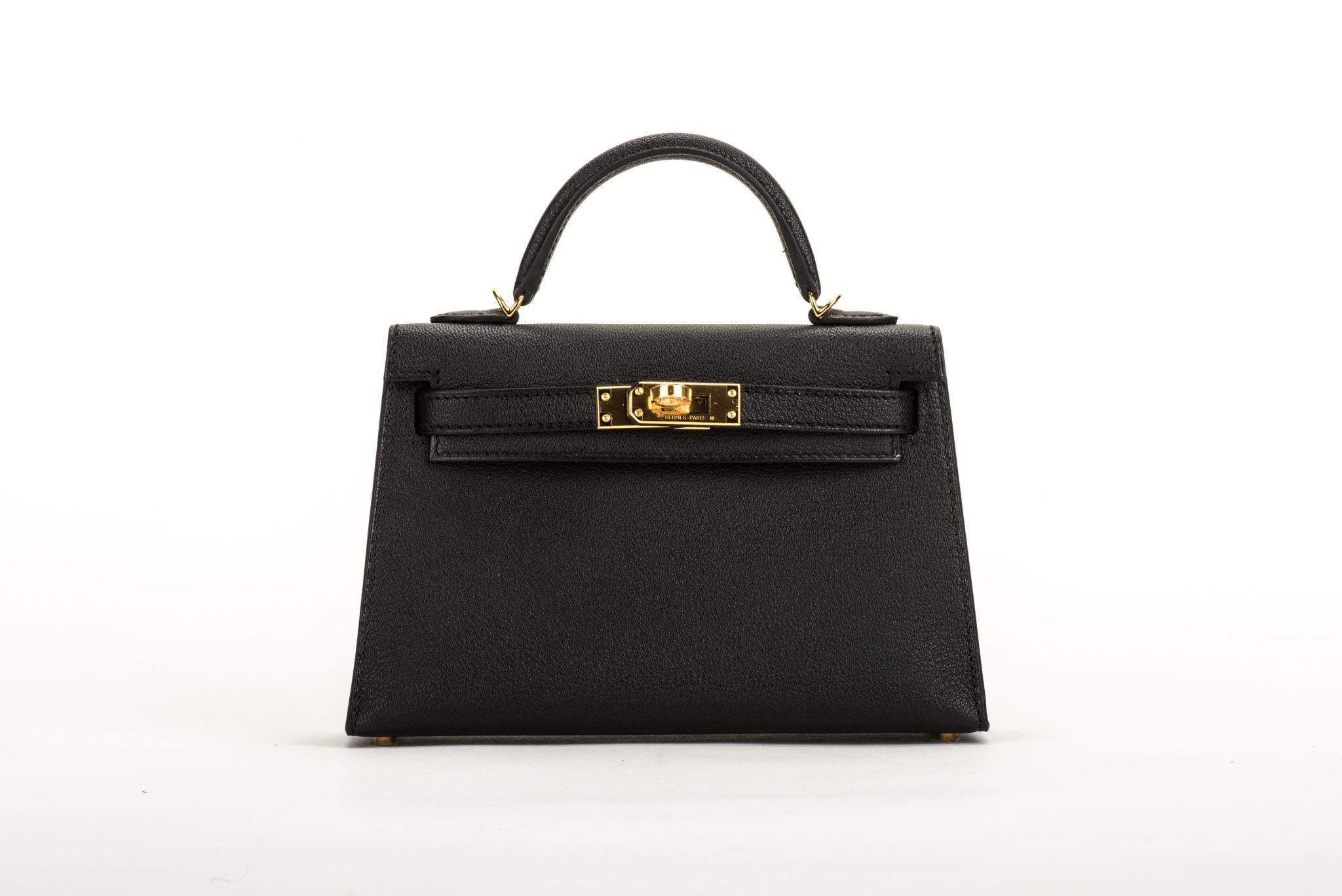 New Hermes VIP Mini Kelly II Black Gold Bag at 1stDibs | hermes mini ...