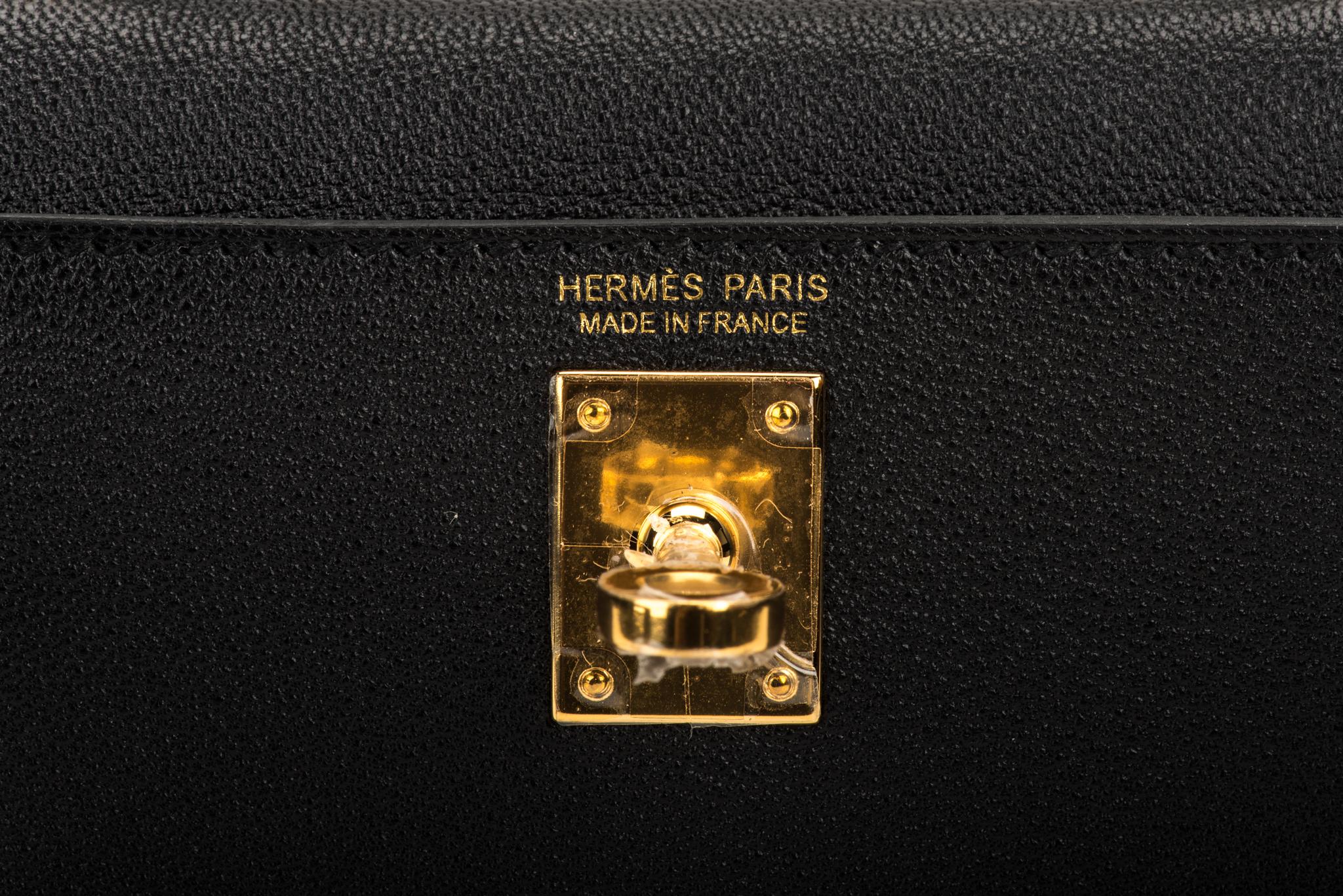 Women's New Hermes VIP Mini Kelly II Black Gold Bag