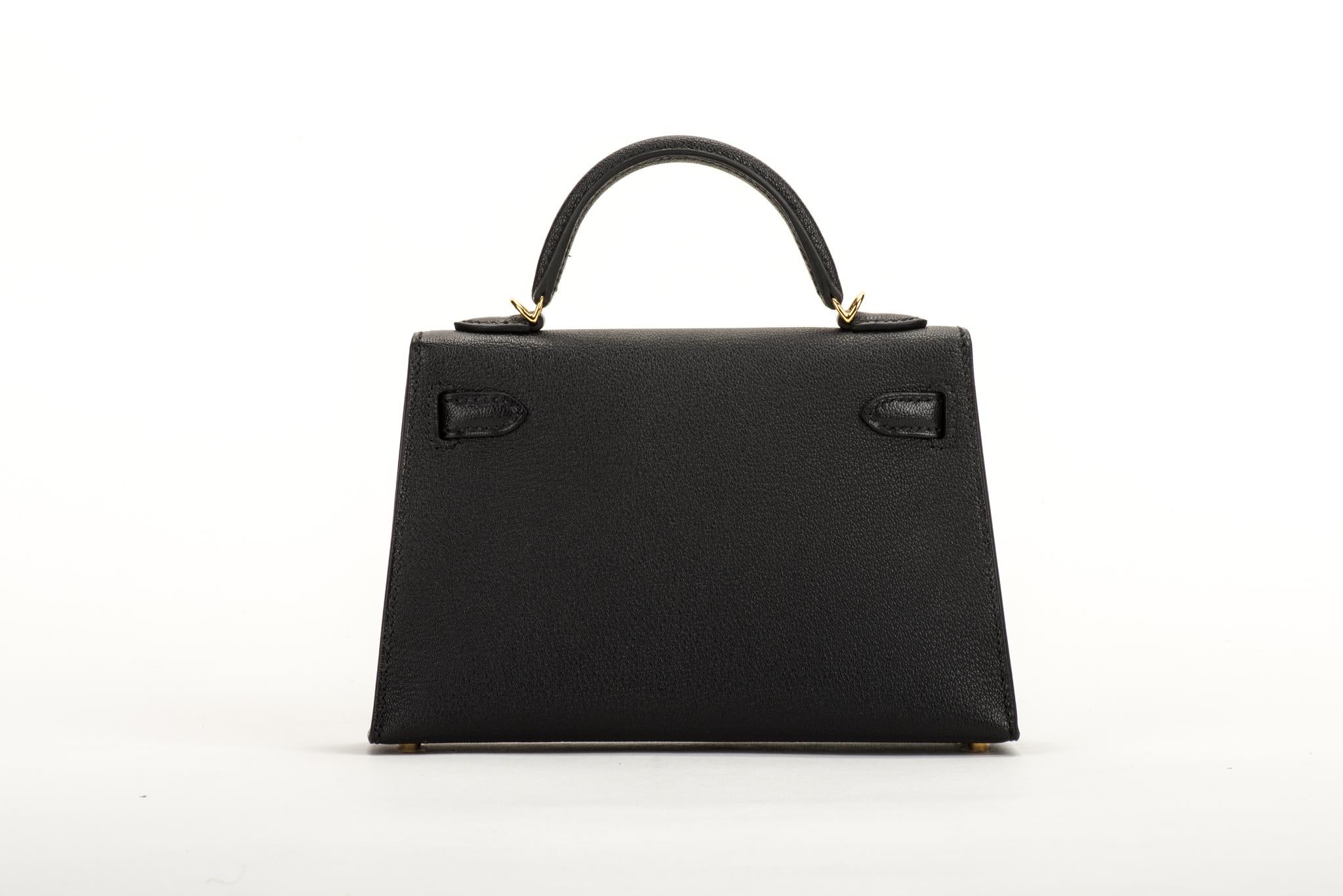 New Hermes VIP Mini Kelly II Black Gold Bag 3