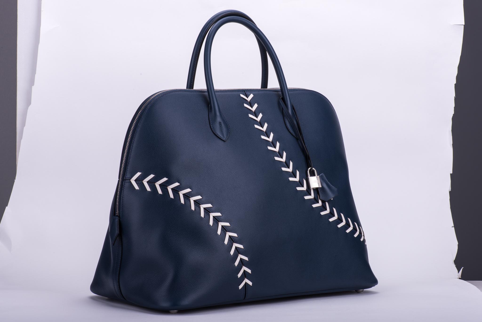 Hermes limited edition bolide baseball weekender 45cm. Handle drop is 5