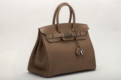 New in Box Hermes Birkin 35 Etoupe Palladium Bag
