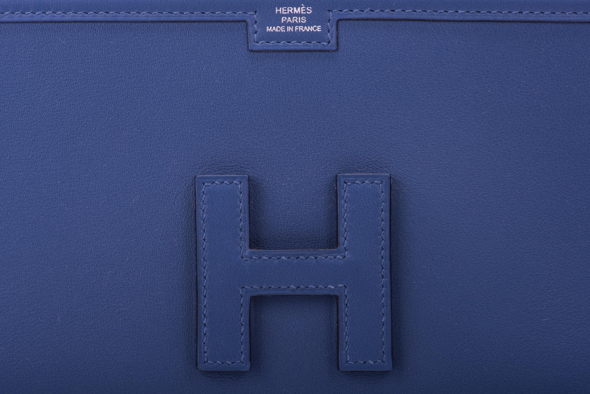 Women's New in Box Hermes Jige Elan Blue Brighton For Sale