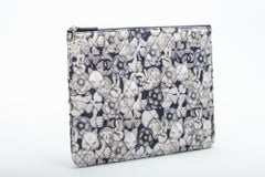 New in Box Chanel Grey Nylon Kitty Emoji Clutch