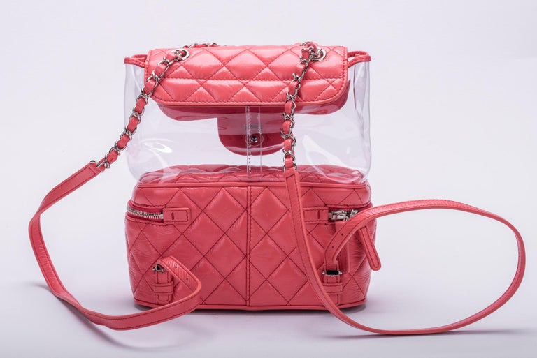 New in Box Chanel Sold Out Pink Quilted Lambskin Leather Clear Backpack at 1stDibs chanel