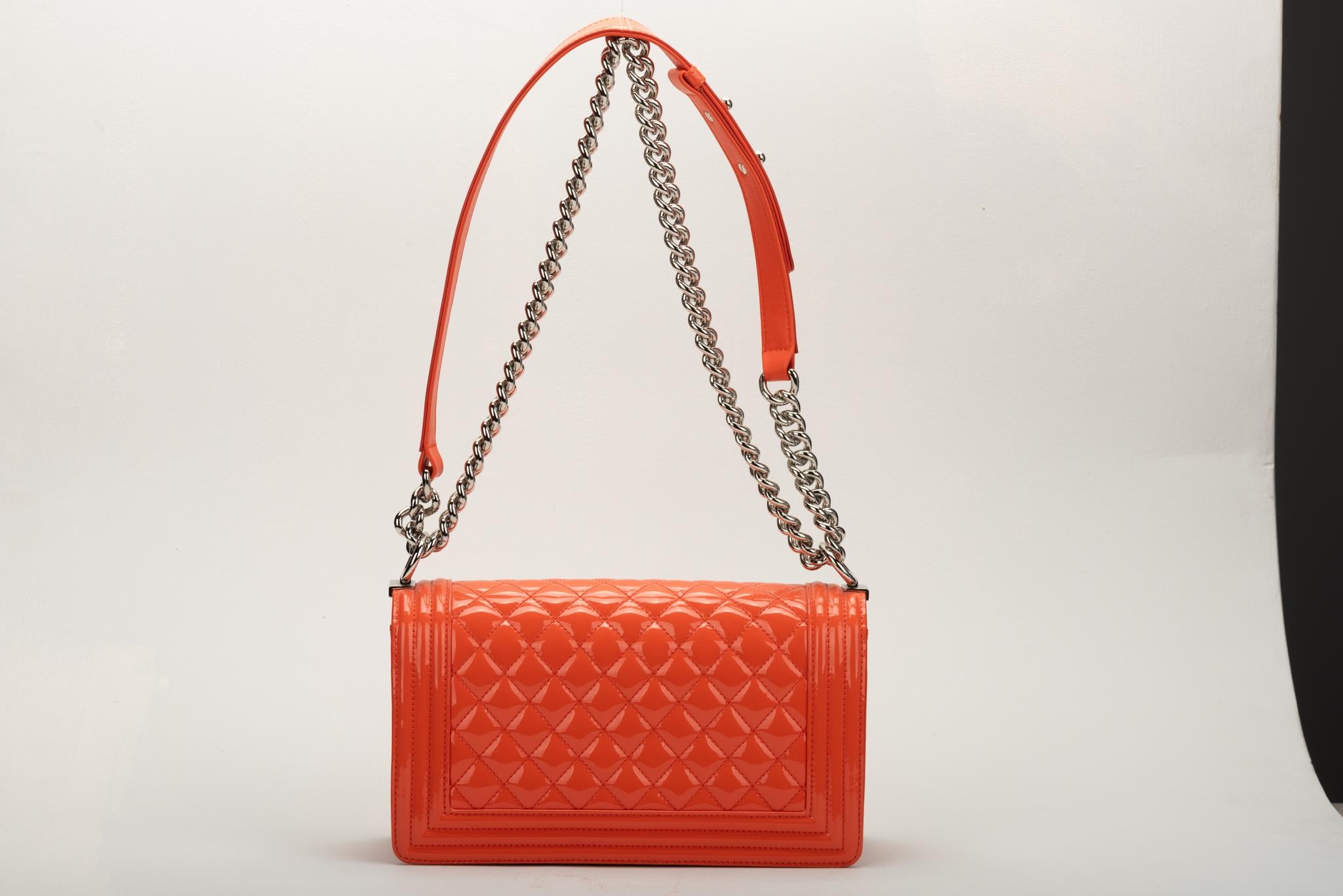 orange chanel boy bag