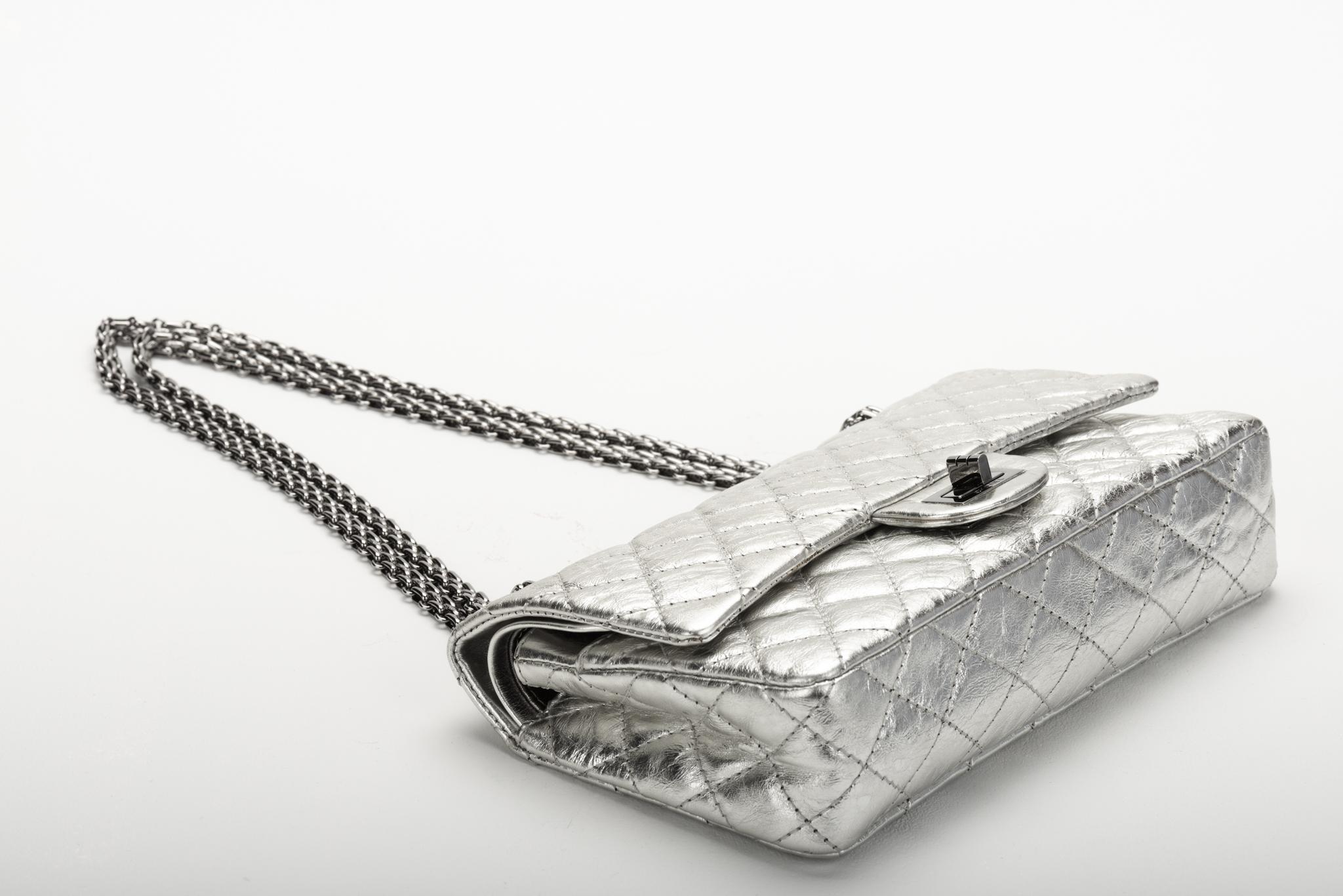 Women's Chanel Silver Medium Reissue Double Flap Bag