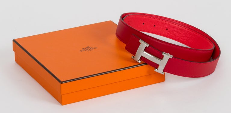 New in Box Hermès Red and Bouganville Reversible H Belt at 1stDibs ...