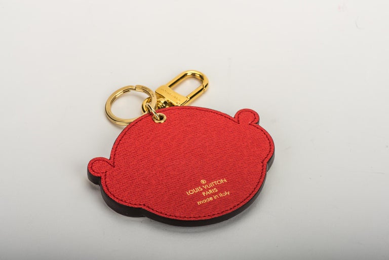 AUTHENTIC LOUIS VUITTON RED GIFT BOX CHARM KEYCHAIN, EUC, DUST BAG AND BOX
