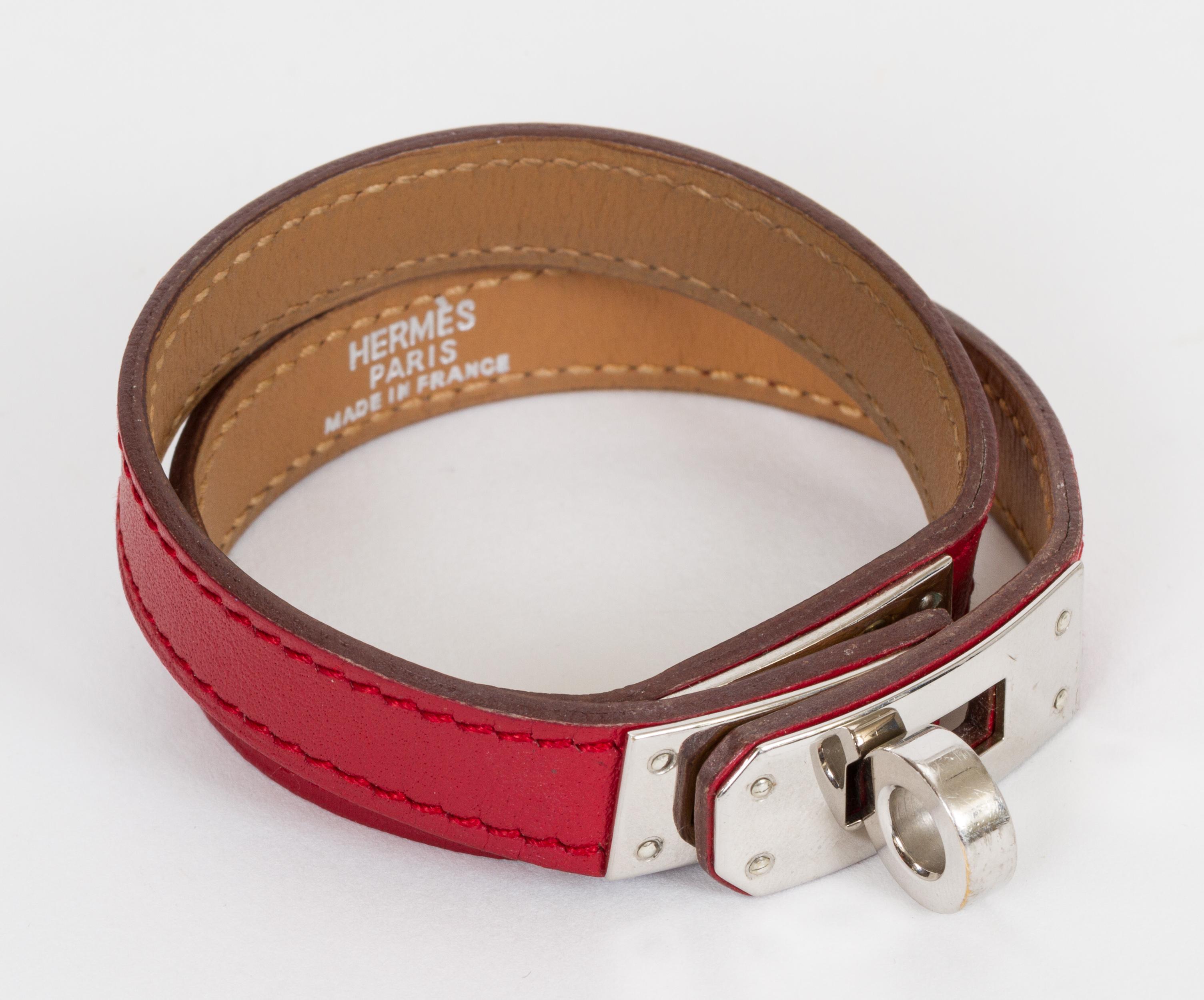 Hermès Red Double-Wrap Kelly Bracelet In Good Condition In West Hollywood, CA