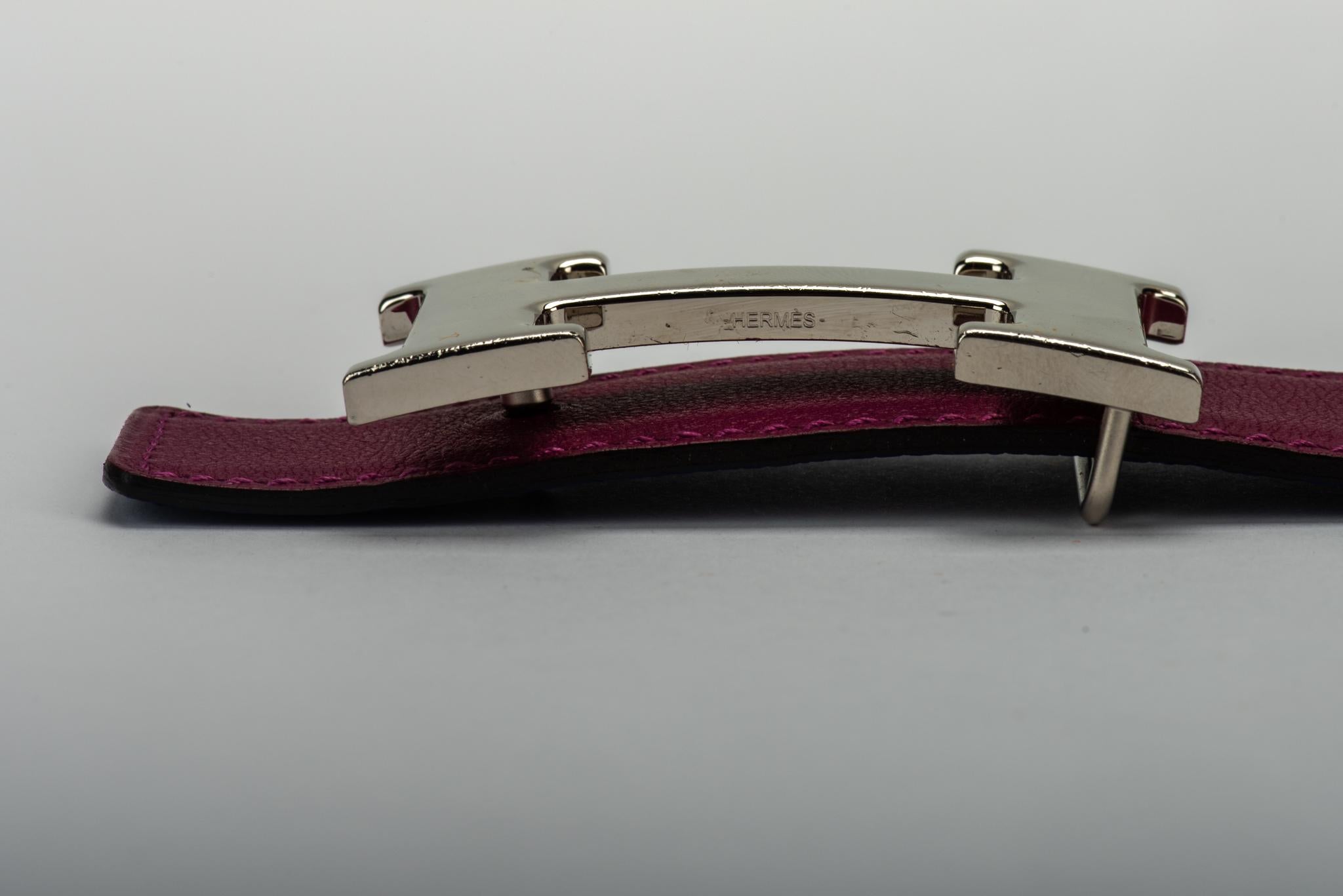 Red Hermès Ruby and Blue Reversible H Belt