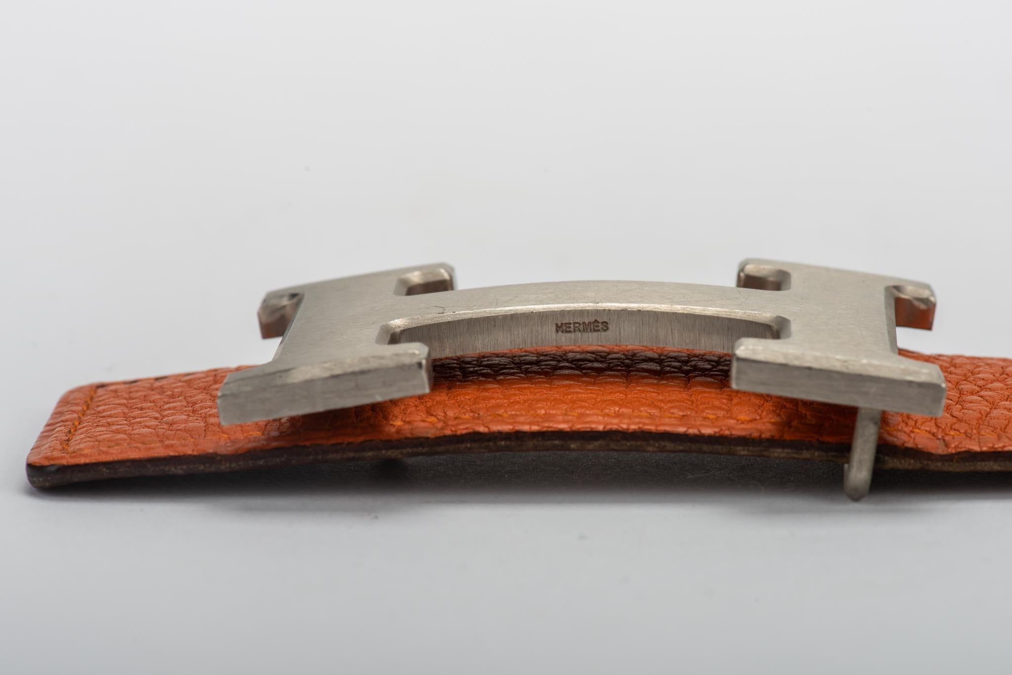 Brown Hermès Reversible Orange Gold 70 Cm H Belt 