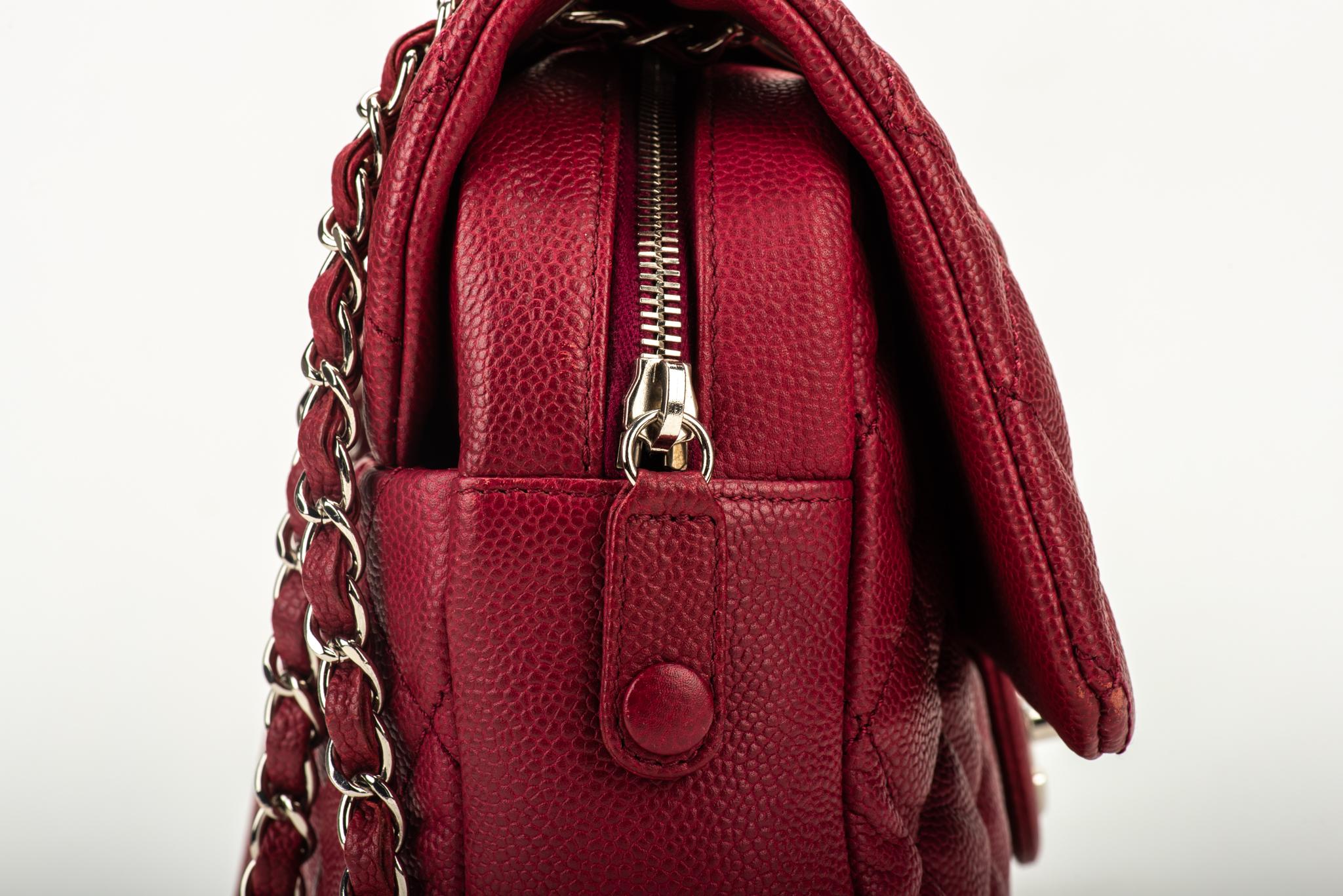 Chanel Cherry Red Jumbo Zipped Flap Bag 2