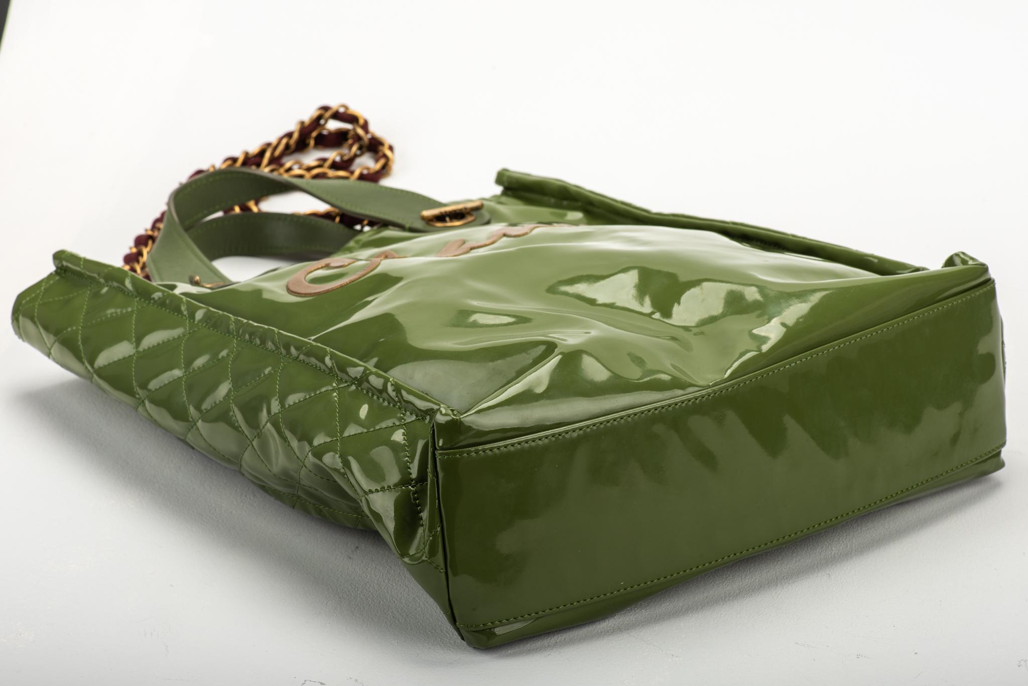 Black Chanel Limited Edition Green PVC Harrods Handbag